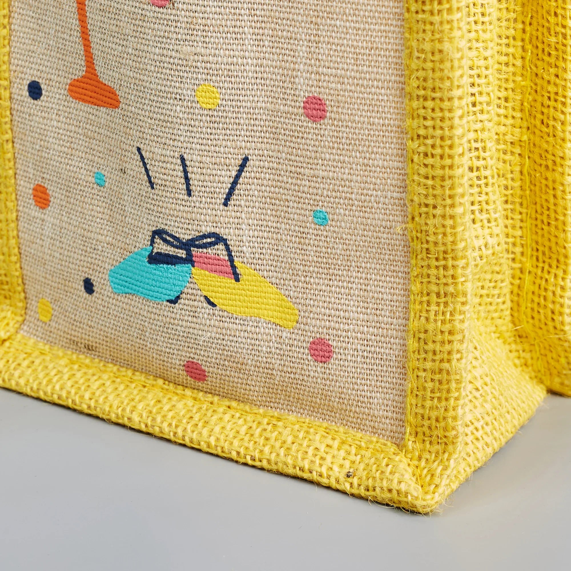 Good Life Jute Reversible Dessert Printed Bottle Bag 12 x 35.5 Cm in Yellow Colour - HomeTown