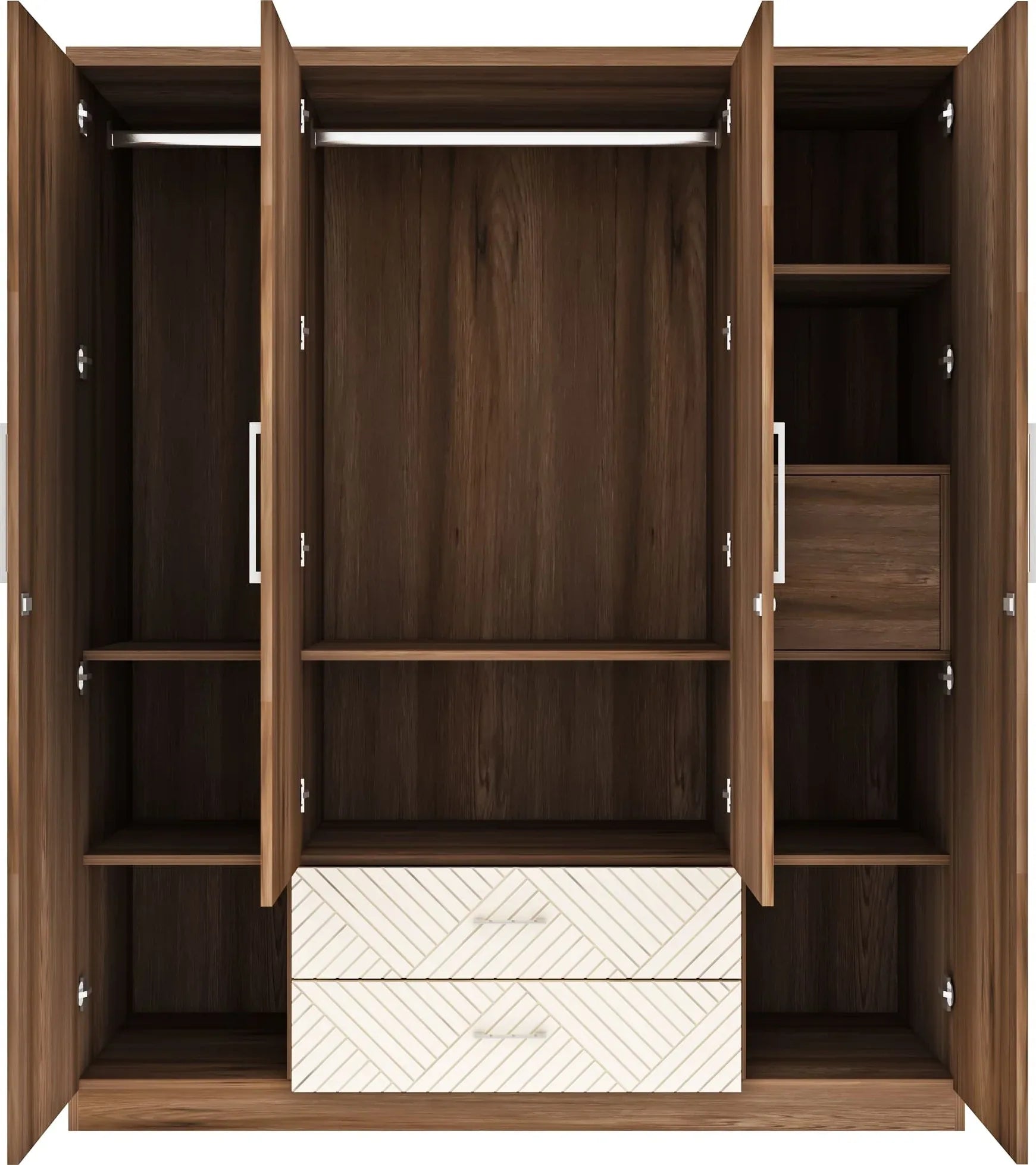 Saville Engineered Wood Four Door Wardrobe with Mirror in Dark Vogue Colour - HomeTown