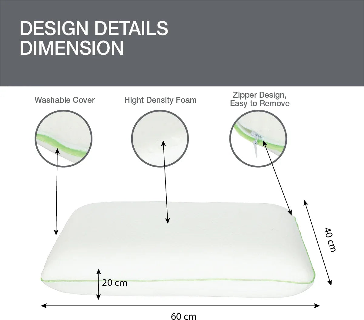 Serenity Cervical Support Memory Foam Pillow 60X40X12 Cms for Deep Sleep in White Colour - HomeTown