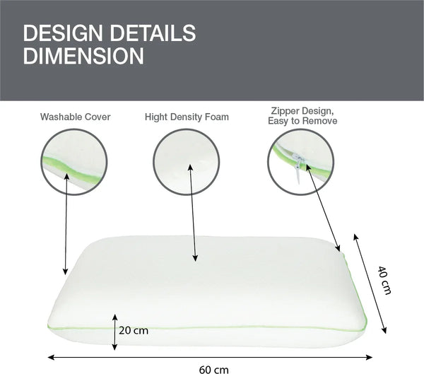 Serenity Cervical Support Memory Foam Pillow in White Colour dimensions