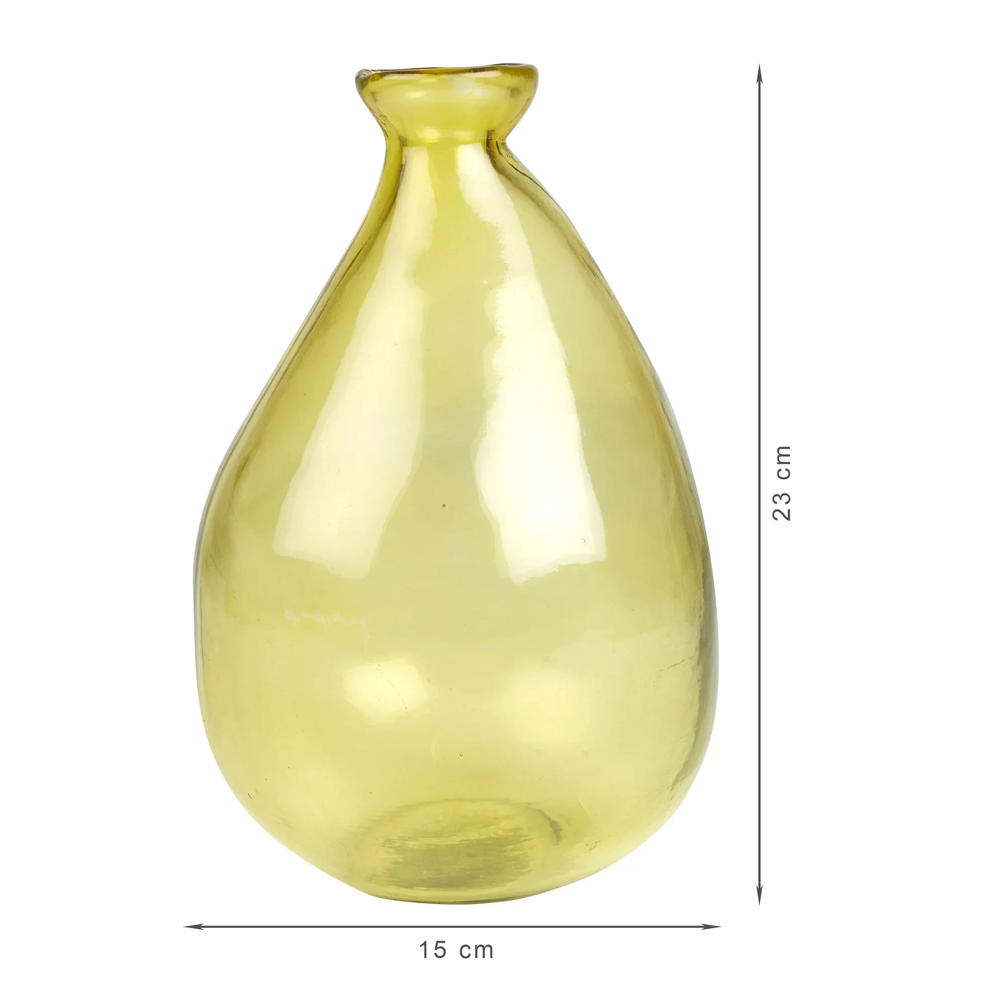 Phiona Glass Modern Organic Shapped Handcrafted 23 Cm Vase in Yellow Colour - HomeTown