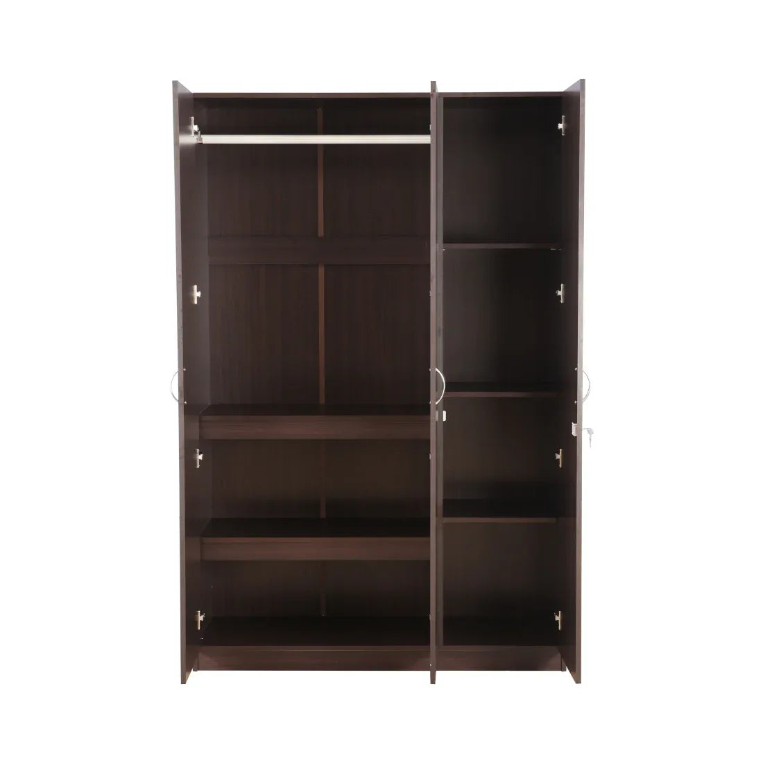 Willy Engineered Wood 3 door wardrobe in Walnut Finish - HomeTown