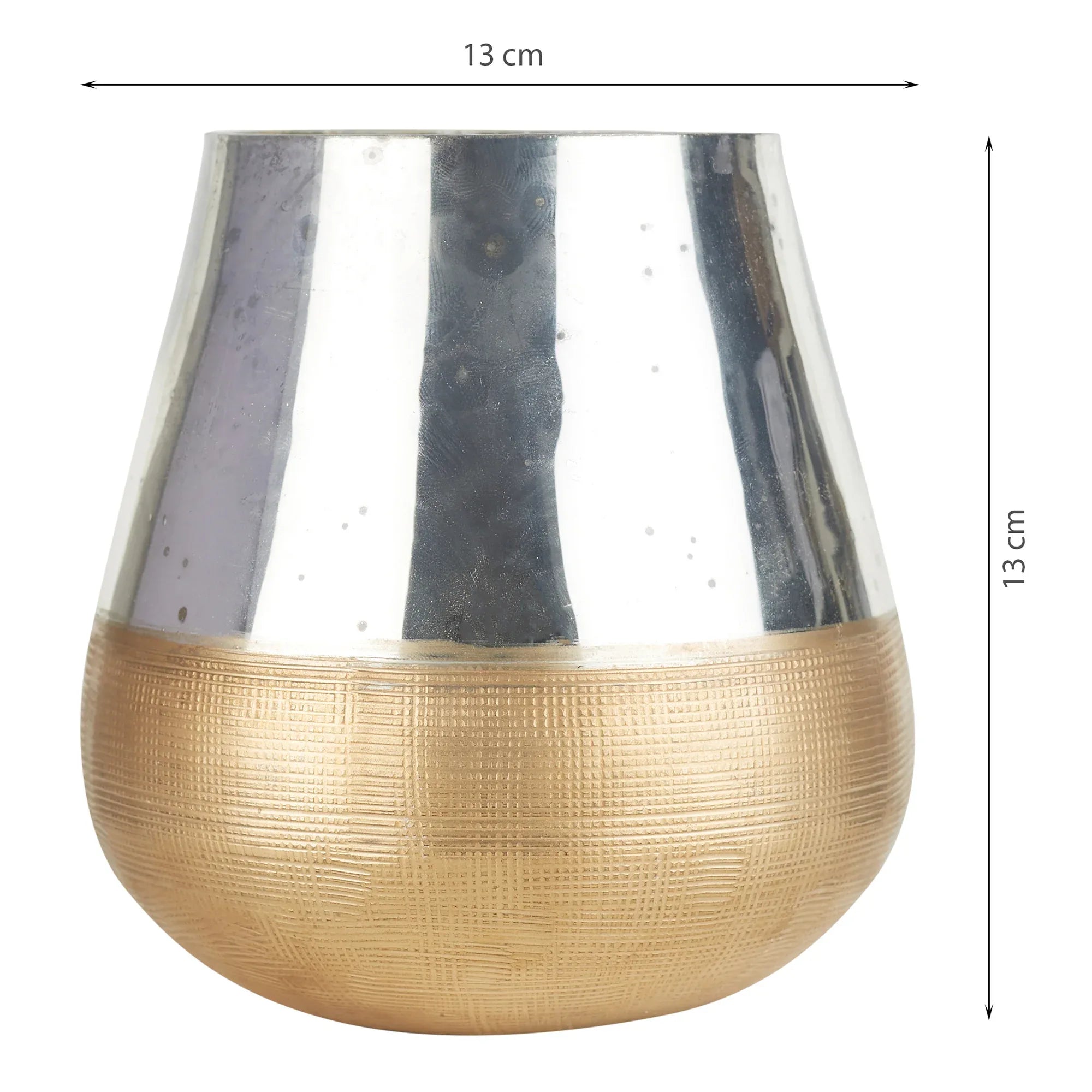 Phiona Glass Textured Handcrafted Mercury Vase 10 Cm in Gold Colour - HomeTown