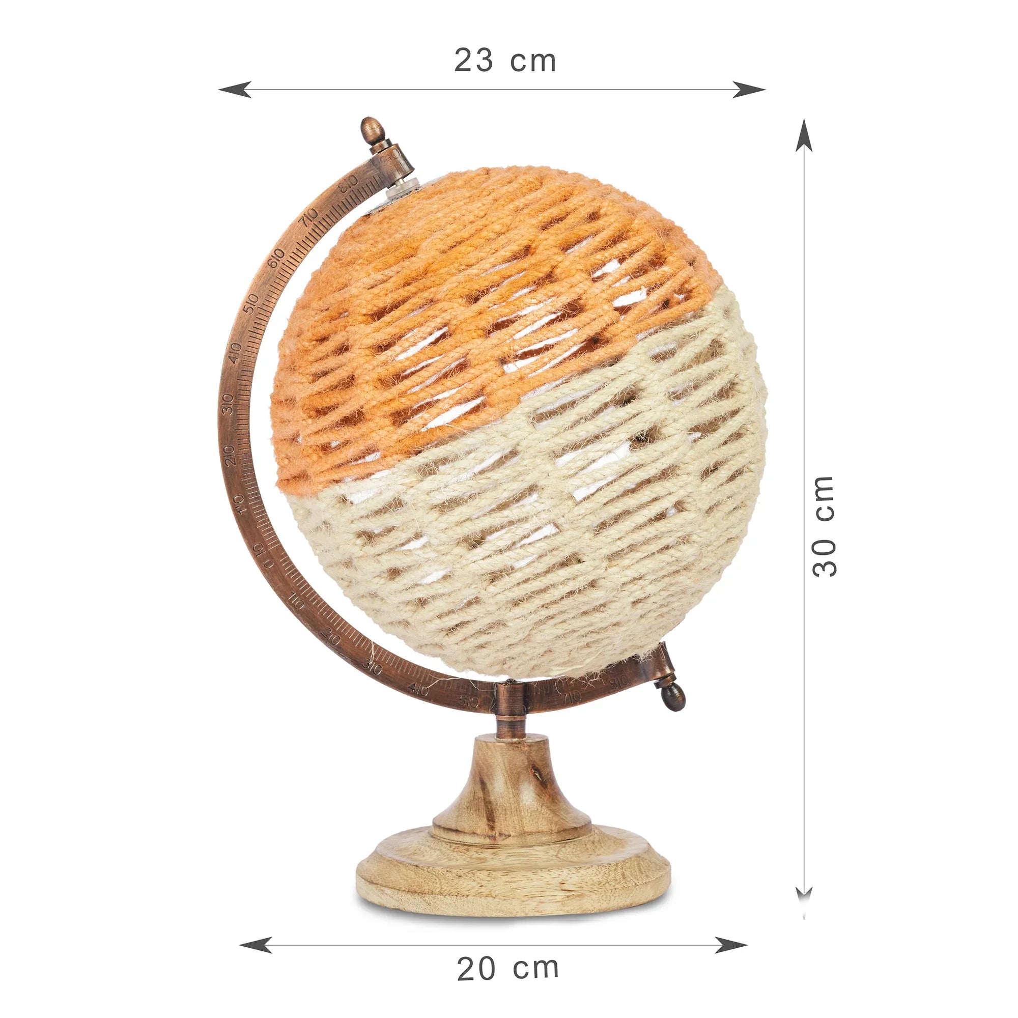 Venice Fabric Globe 20x23x30 Cm in Mustard & White Colour - HomeTown