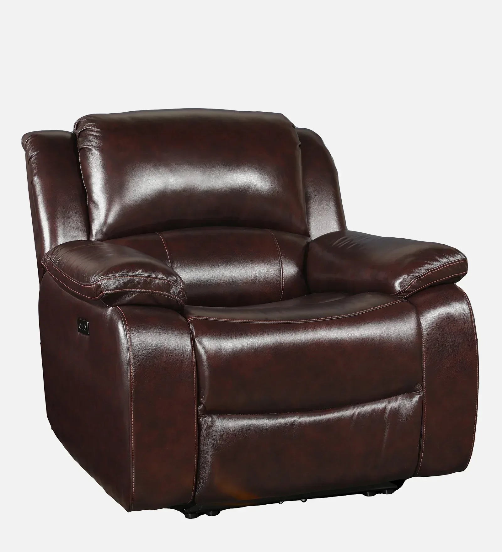 Rhine Half Leather Electric Recliner In Brown Colour - HomeTown