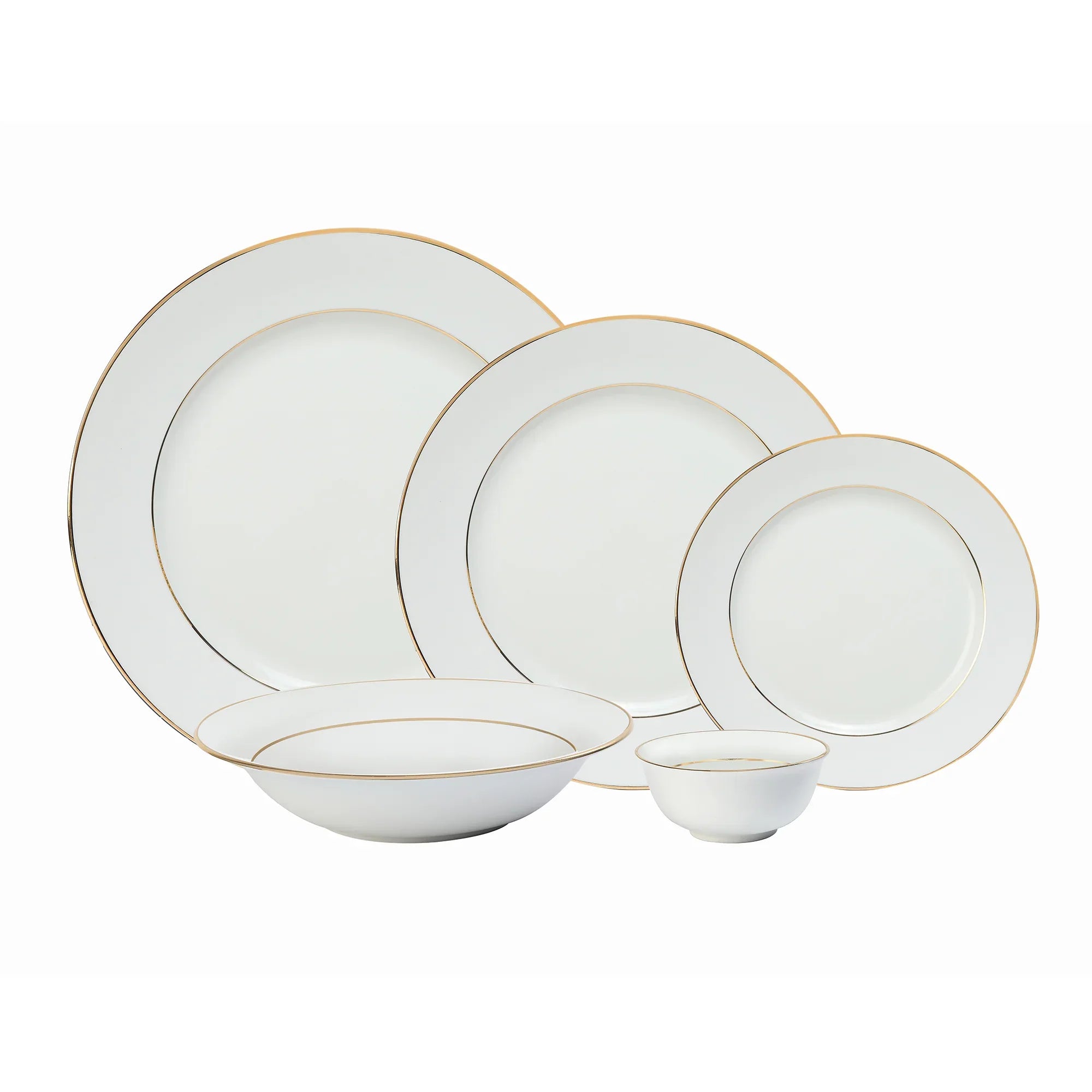 Amour Porcelain Dinner Set of 33 Pcs in Real Gold Plating & White Colour - HomeTown