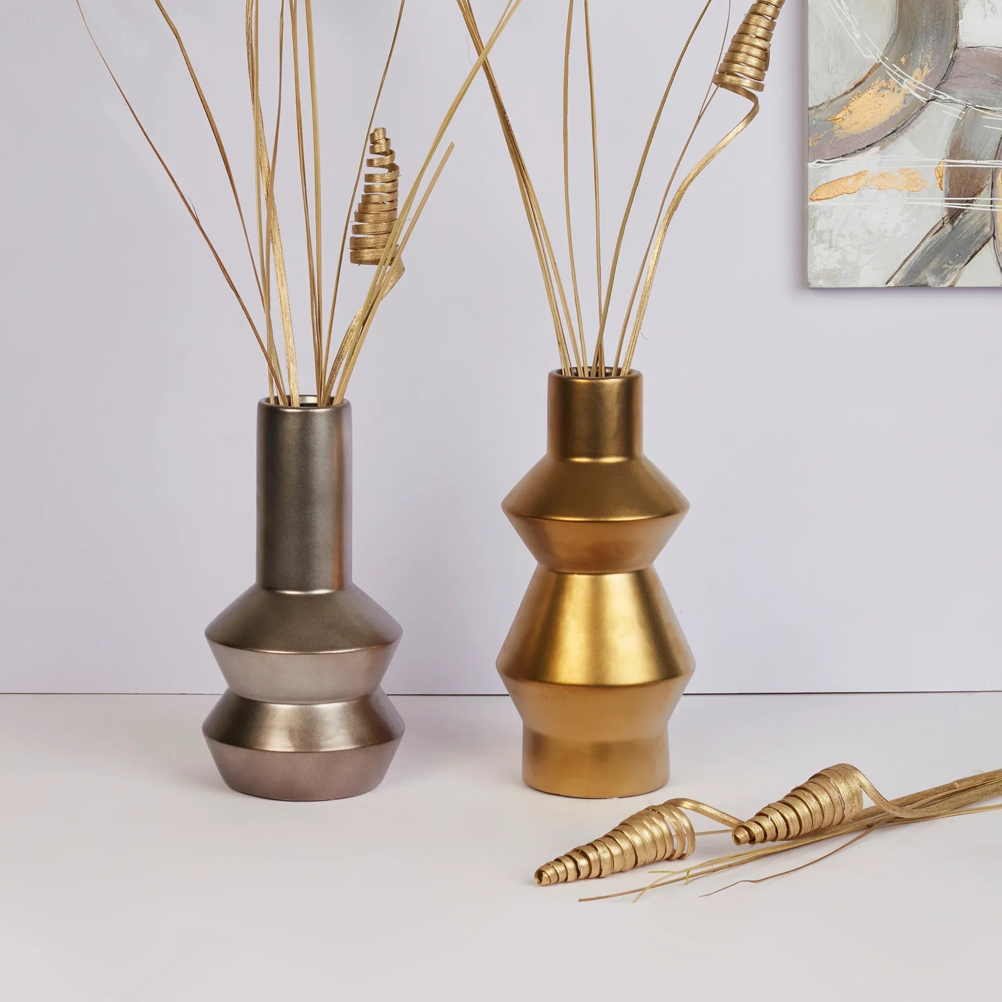 Alura Manhattan Ceramic Vase 28Cm in Silver Colour