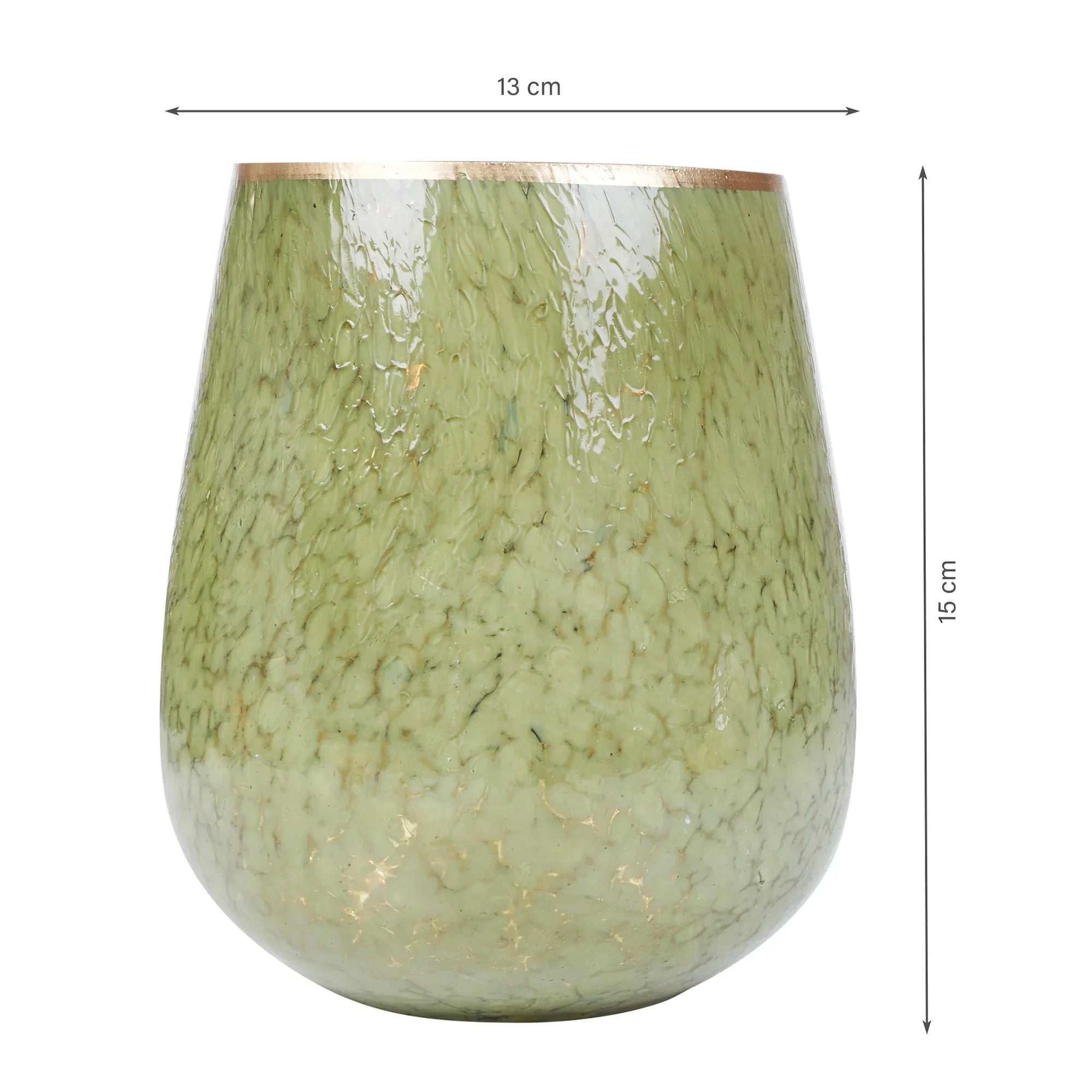 Phiona Glass Textured Handcrafted Vase 15 Cm in Olive Colour - HomeTown