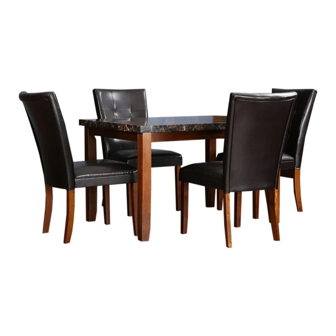 Eden Marble Finish Top 4 Seater Dining Set in Brown Colour - HomeTown