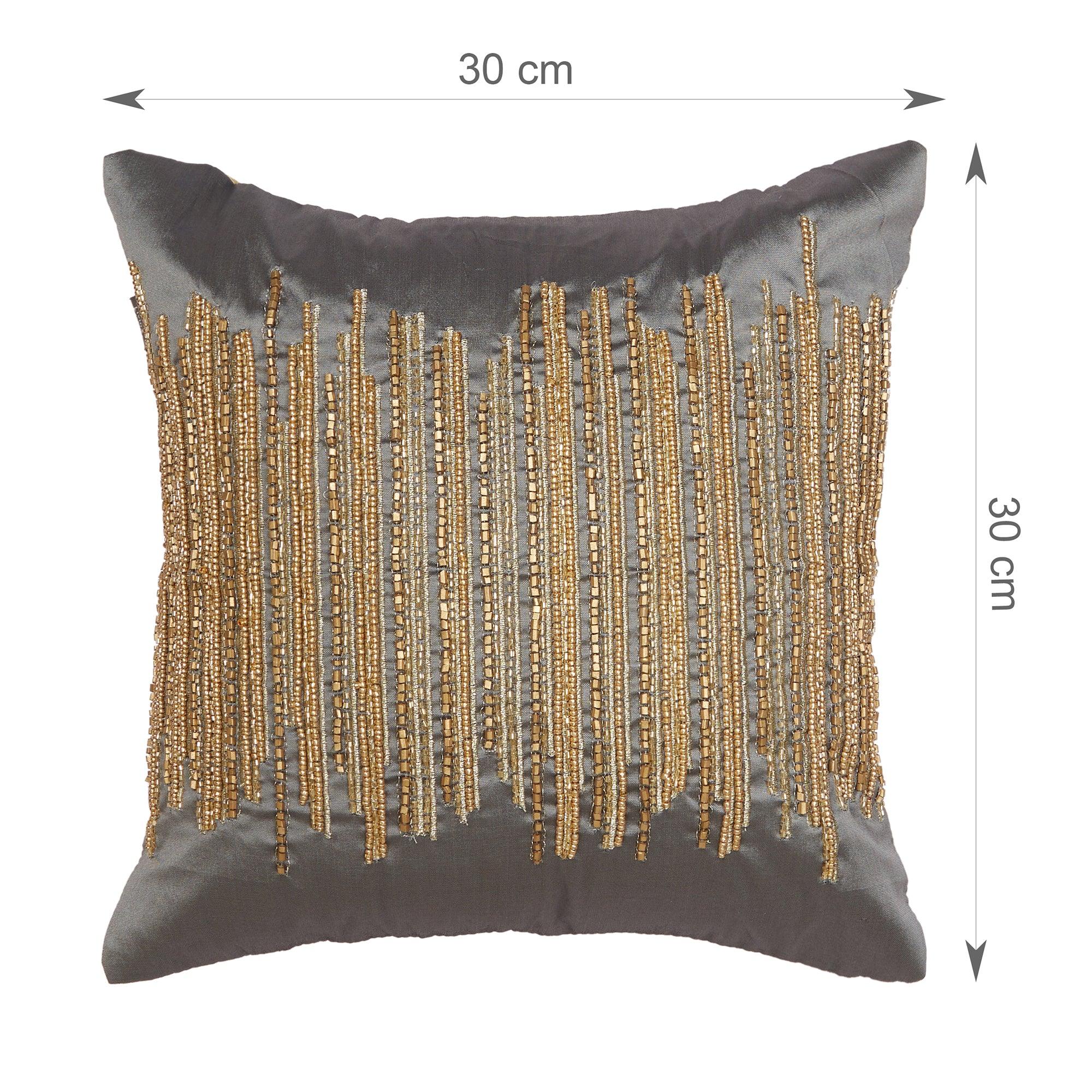 Modern Chic Polyester Cushion Cover 30x30 cm in Grey Colour - HomeTown