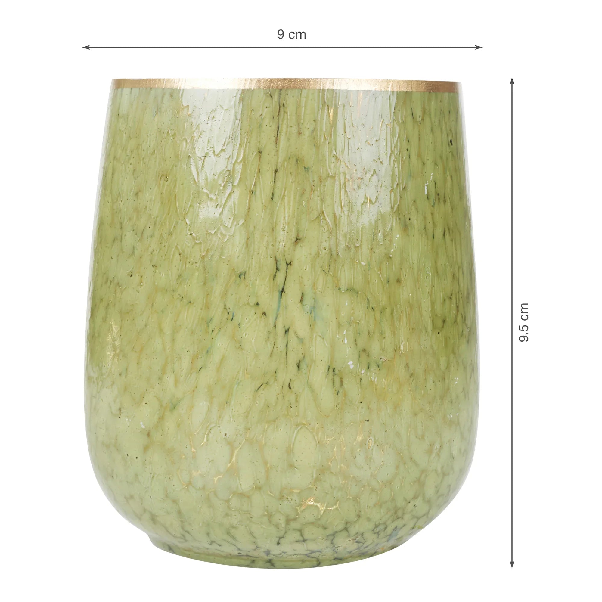 Phiona Glass Textured Handcrafted Votive 9 Cm in Olive Colour - HomeTown