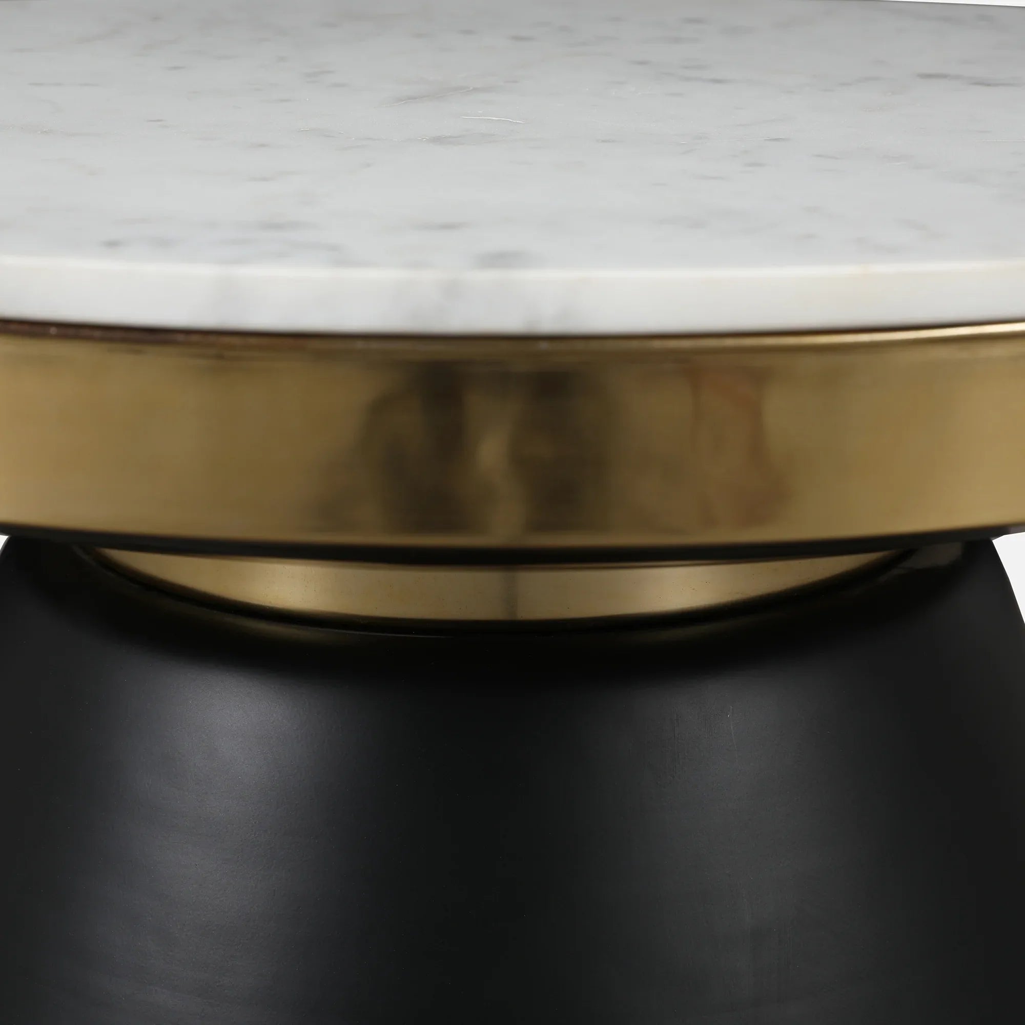 Chelsea Marble & Iron Center Table in White, Black & Gold Colour - HomeTown
