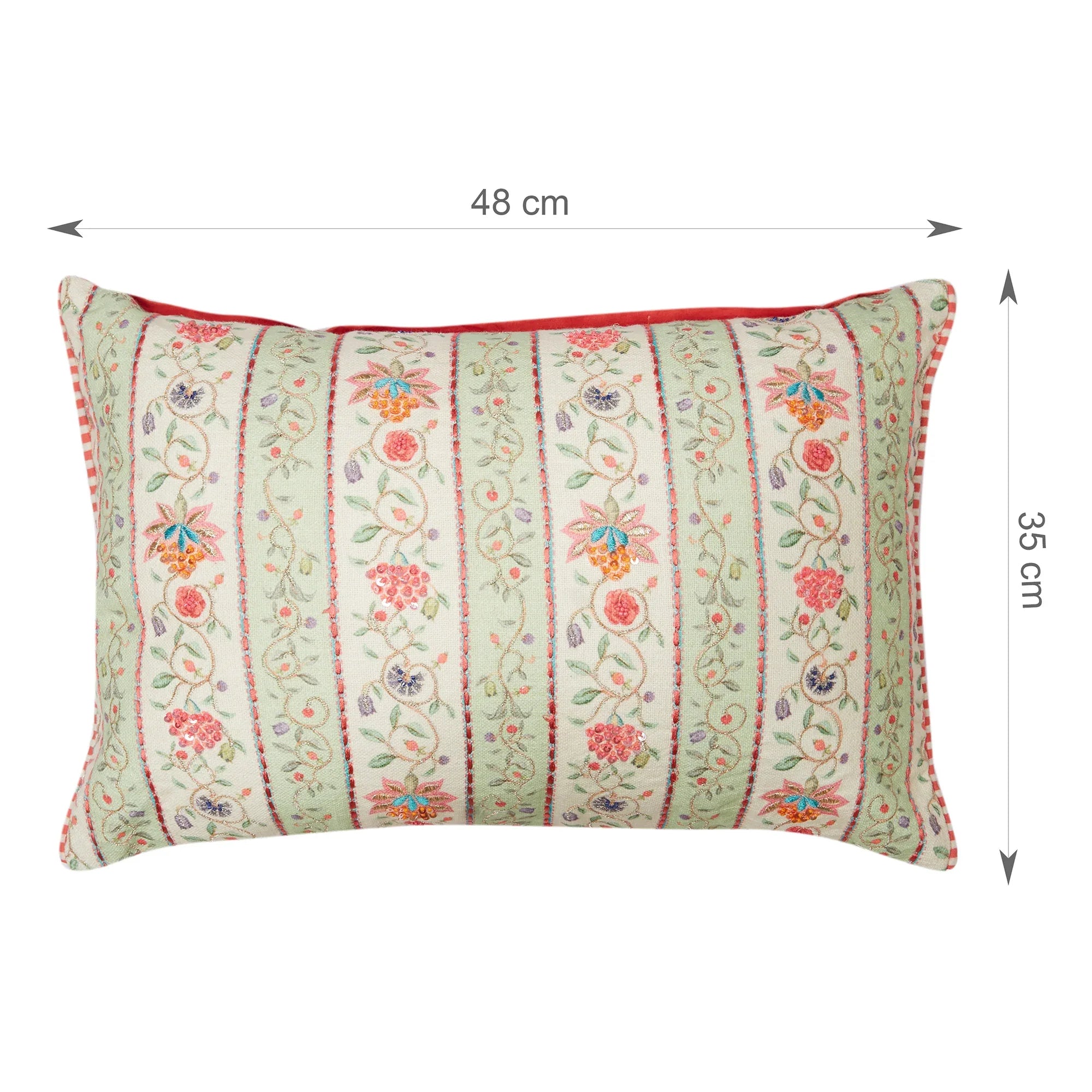 Indian Botanical Cotton Cushion Cover 30x50 cm in Multi Colour - HomeTown