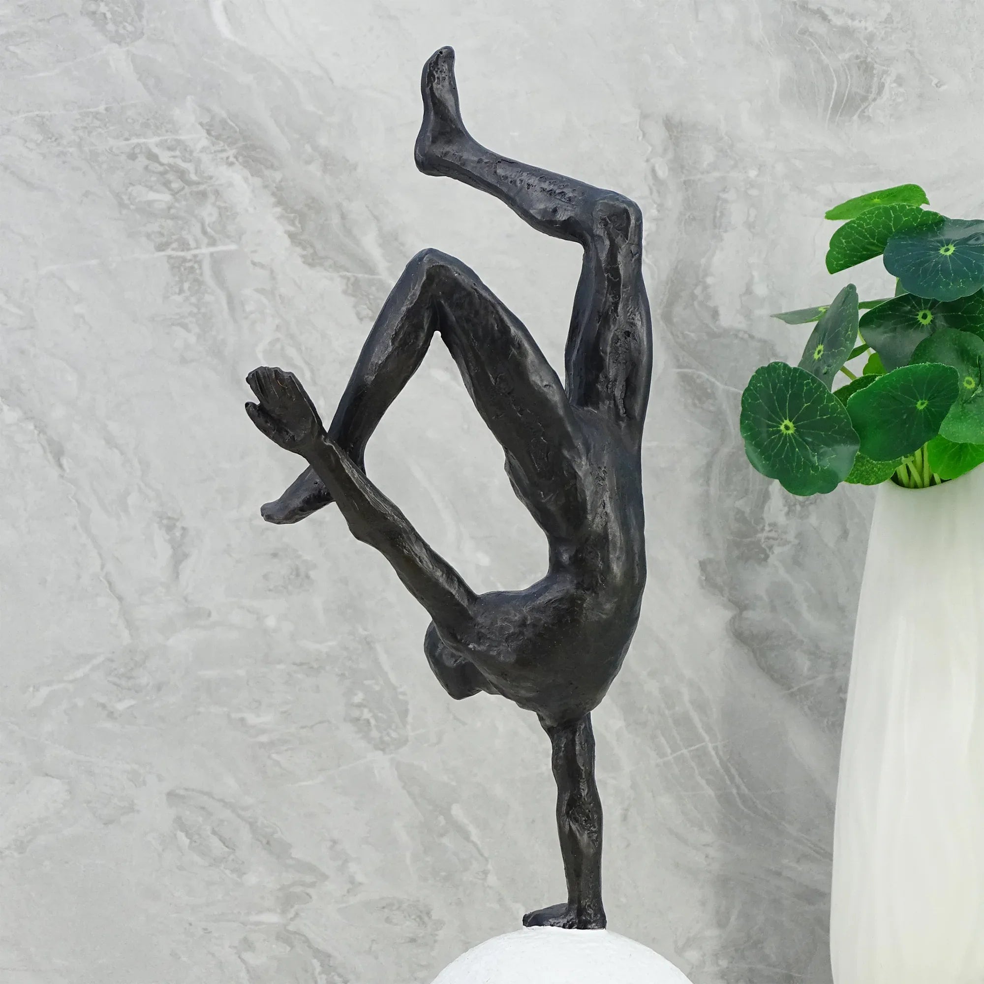 Willow Polyresin Man Balancing On Ball 30Cm in Black And White Colour - HomeTown