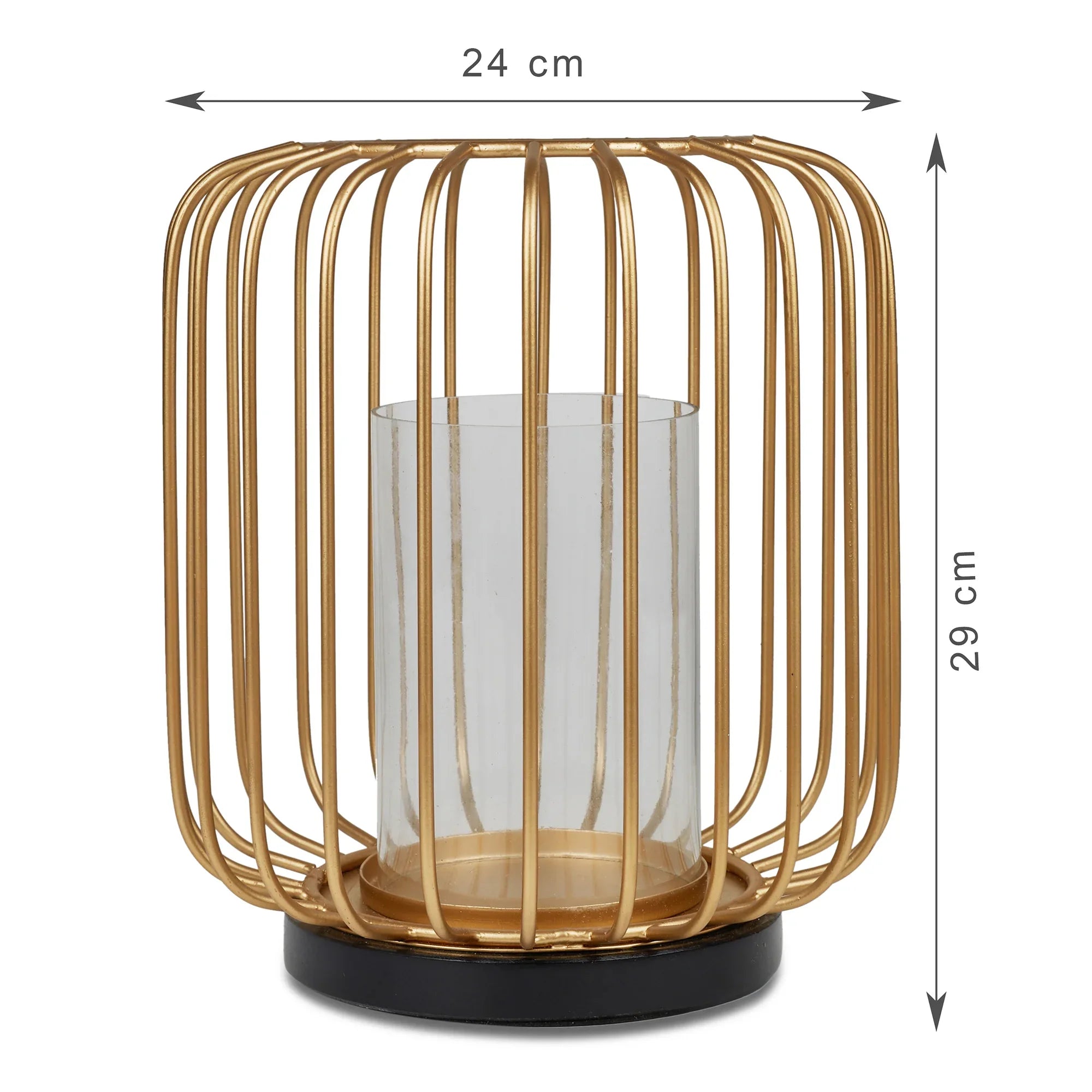 Sovereign Iron and Glass Wired Candle Holder 24x29Cm in Black & Gold Colour - HomeTown