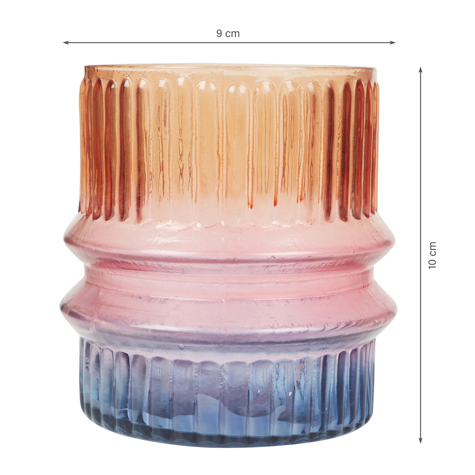 Phiona Glass Fluted Handcrafted Votive 10 Cm in Multi Colour - HomeTown