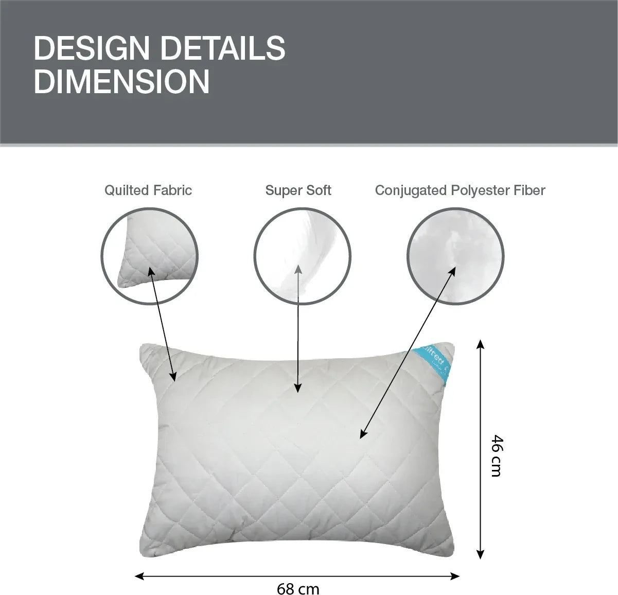 Serenity Quilted Comfort Pillow 46X68 Cm in White Colour - HomeTown