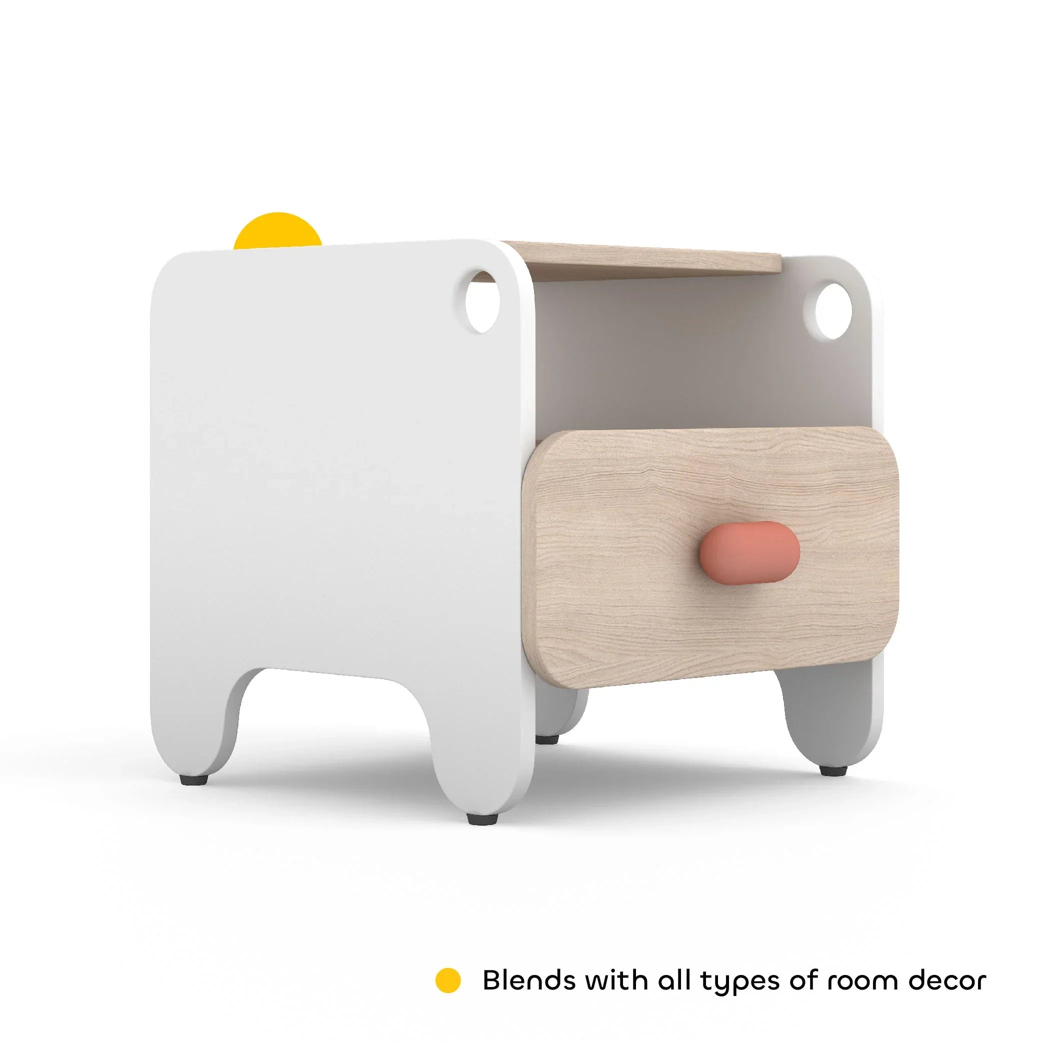 Boop Bed Side Table in Pearly White Colour - HomeTown