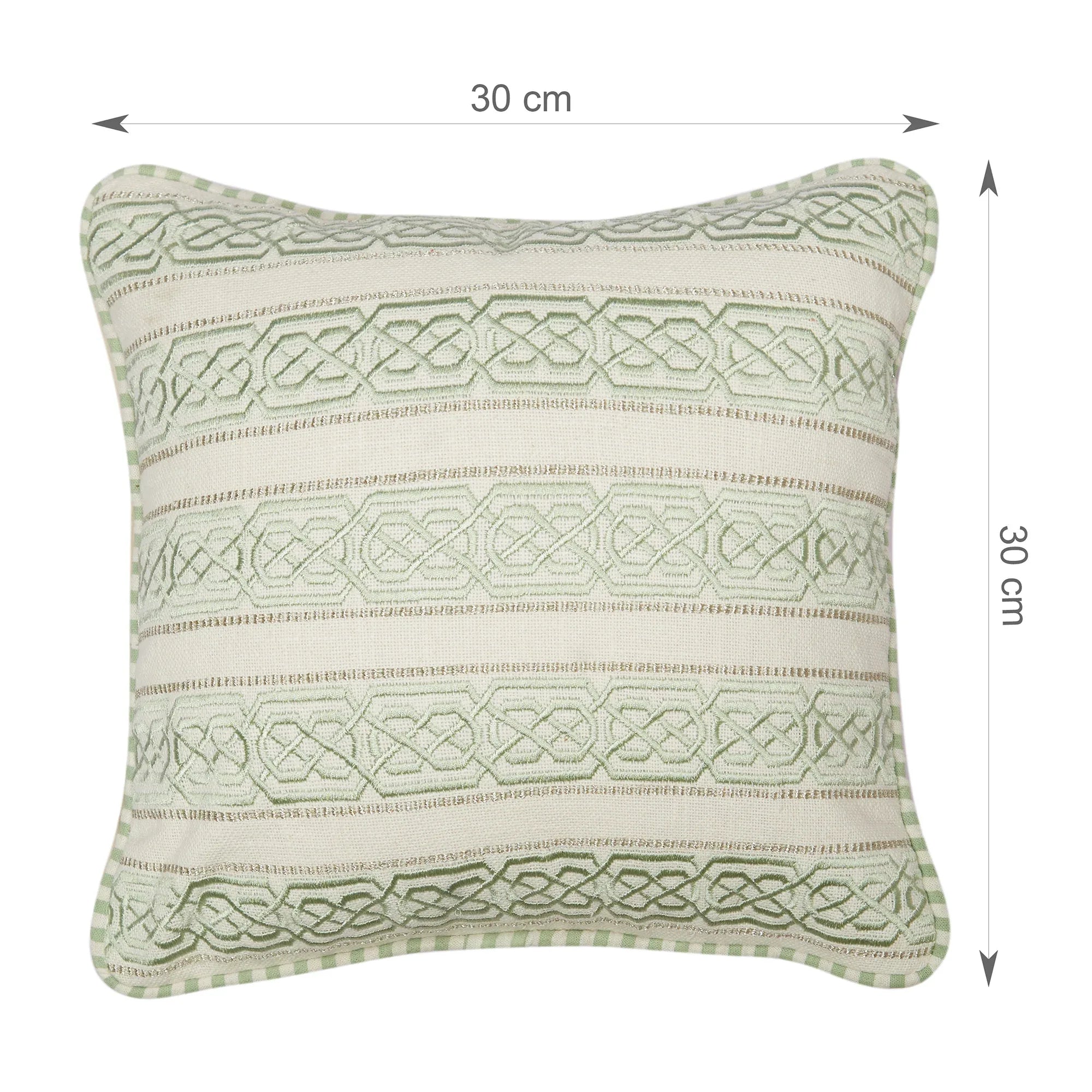 Indian Botanical Cotton Cushion Cover 30x30 cm in Sage Border Print - HomeTown