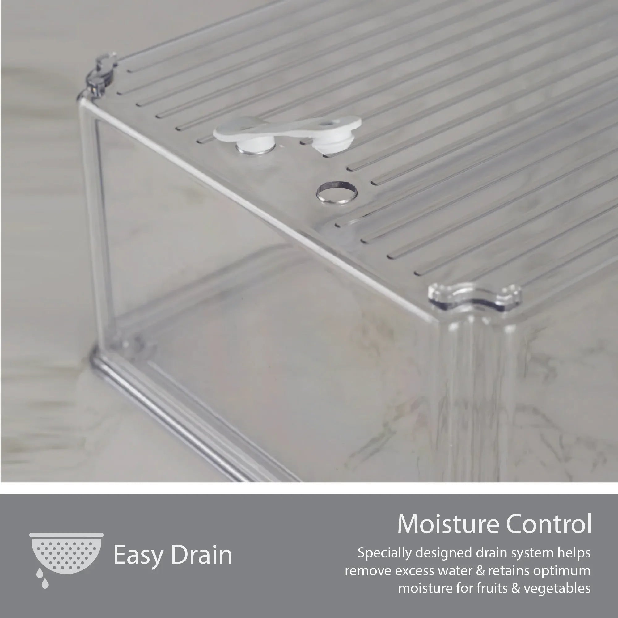 Robusto PET BPA Free Stackable Fridge Organizer with Lid & Drain - 8.4 Ltr in Transparent Colour - HomeTown
