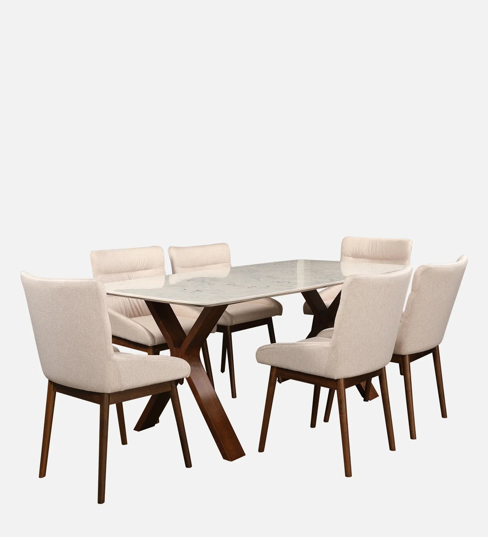 Sanddune Marble Top Six Seater Dining Set in Walnut Colour - HomeTown