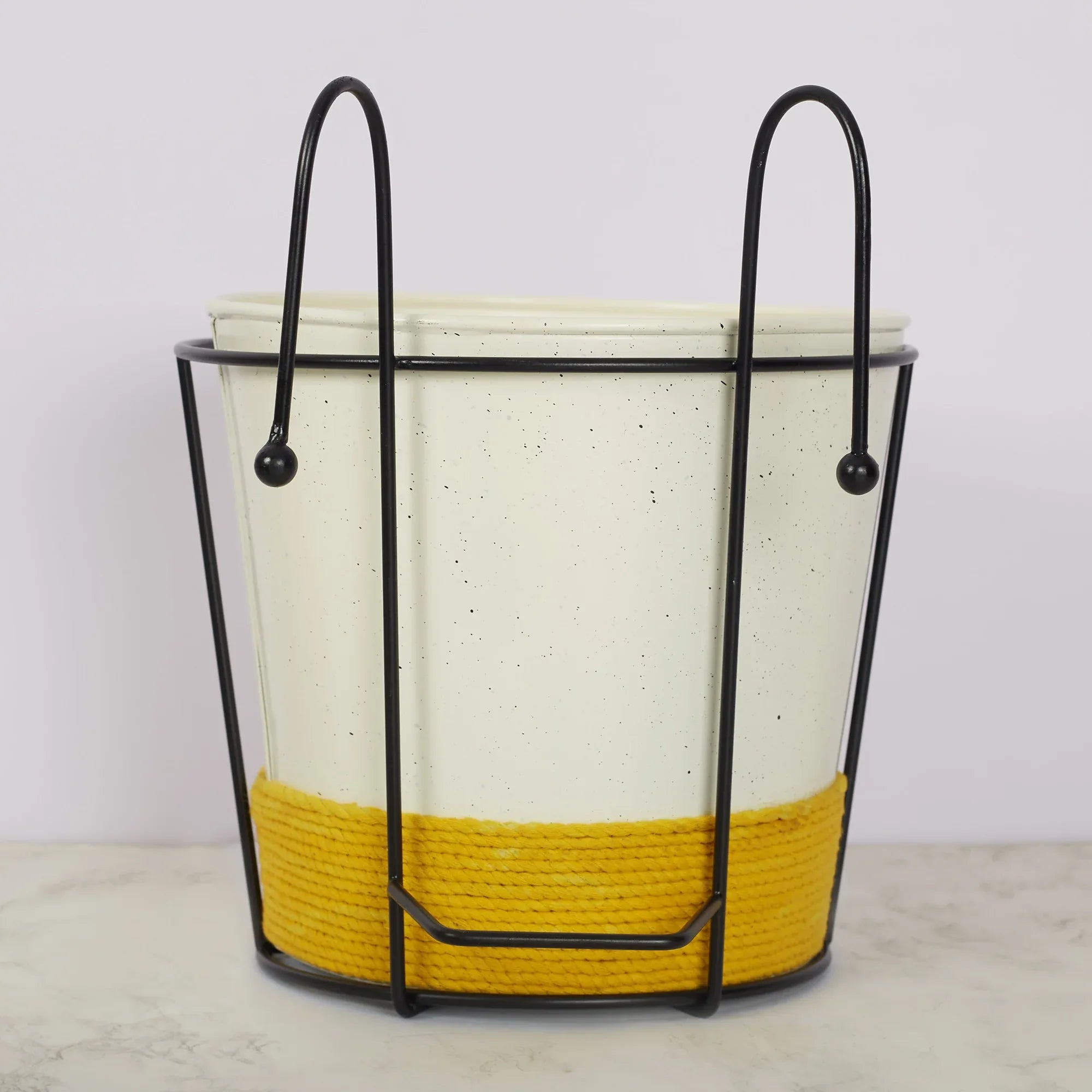 Pep Pop Metal Quote Railing Planter 26Cm in Off White & Yellow Colour - HomeTown