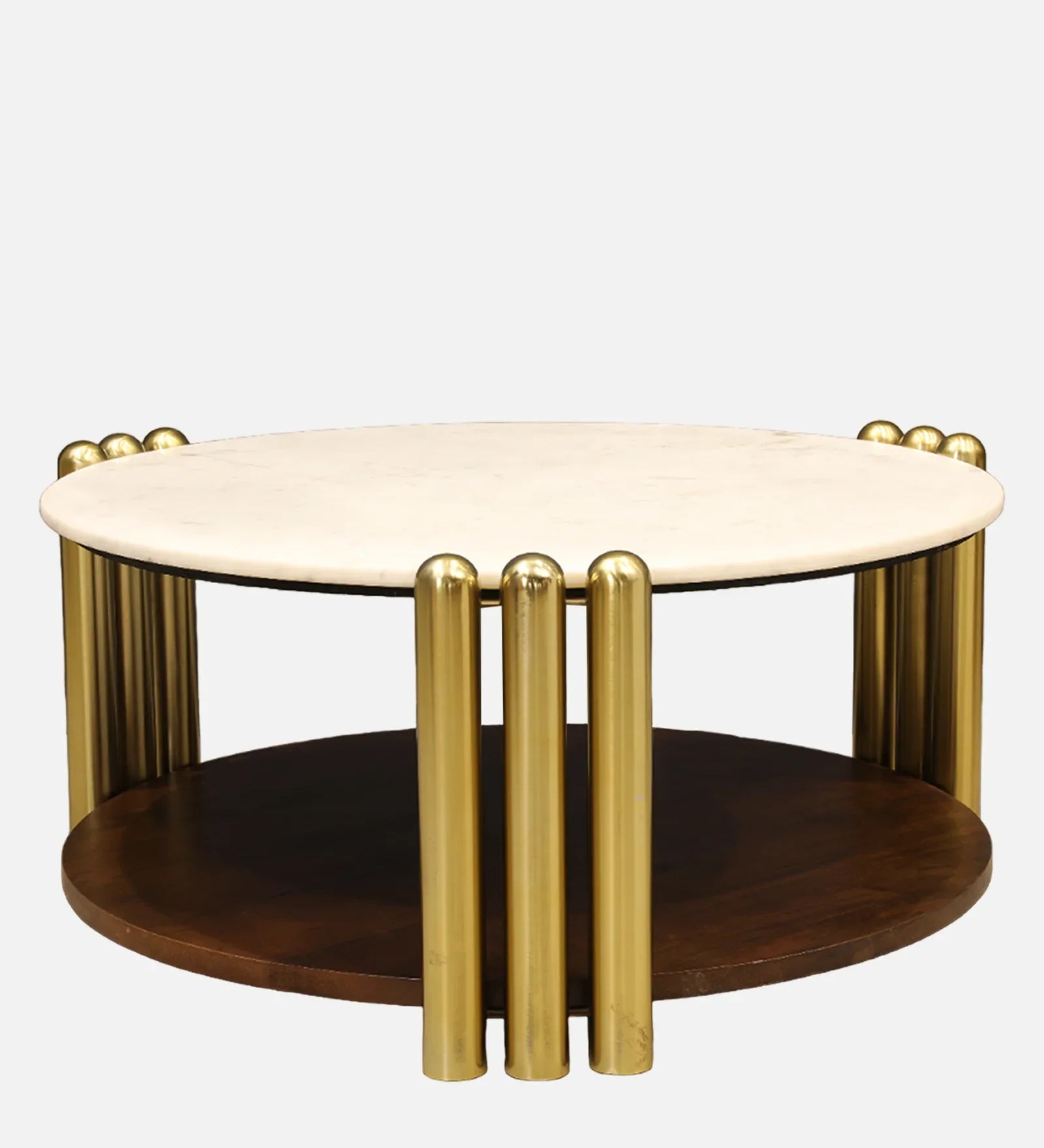 Regalia Marble Top Center Table in White & Gold Colour - HomeTown