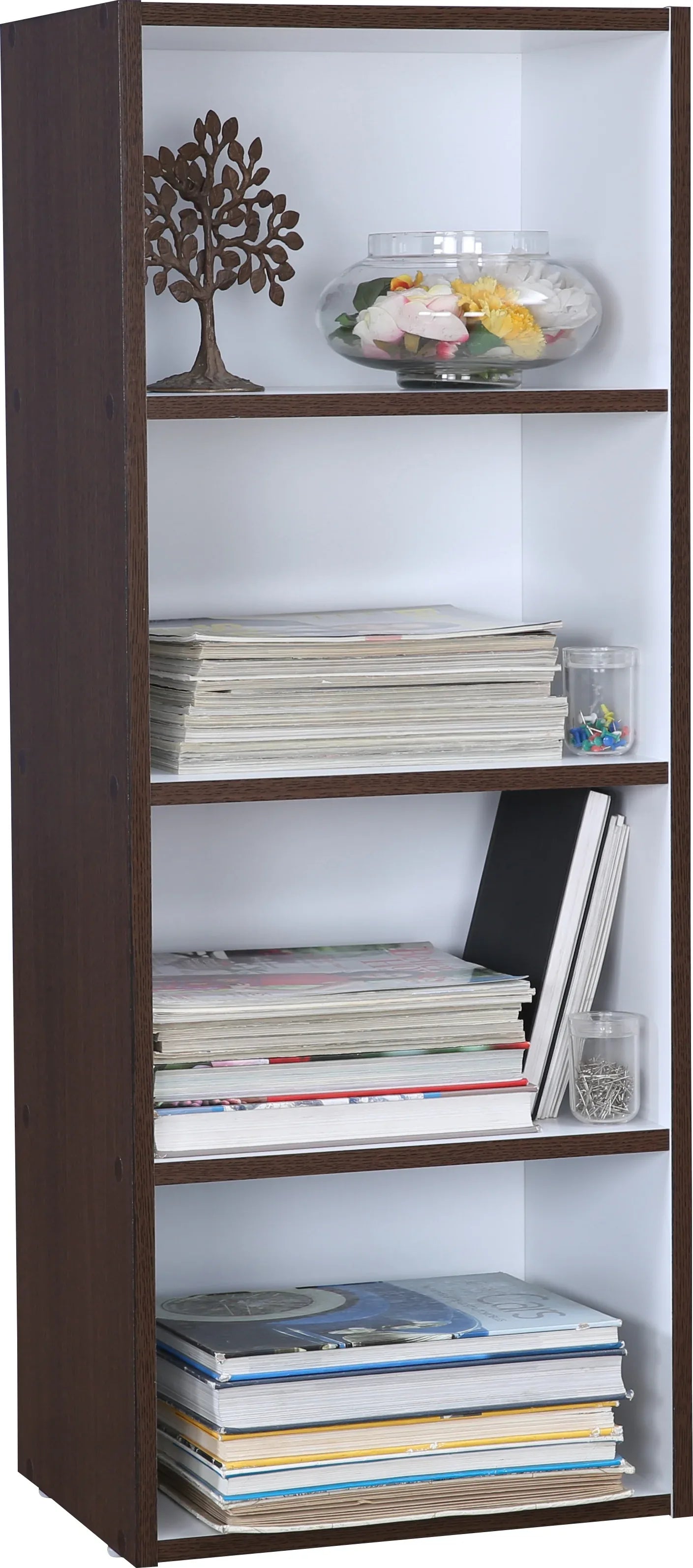 Mezzola Engineered Wood 4 Tier Bookshelf in Wenge Colour - HomeTown