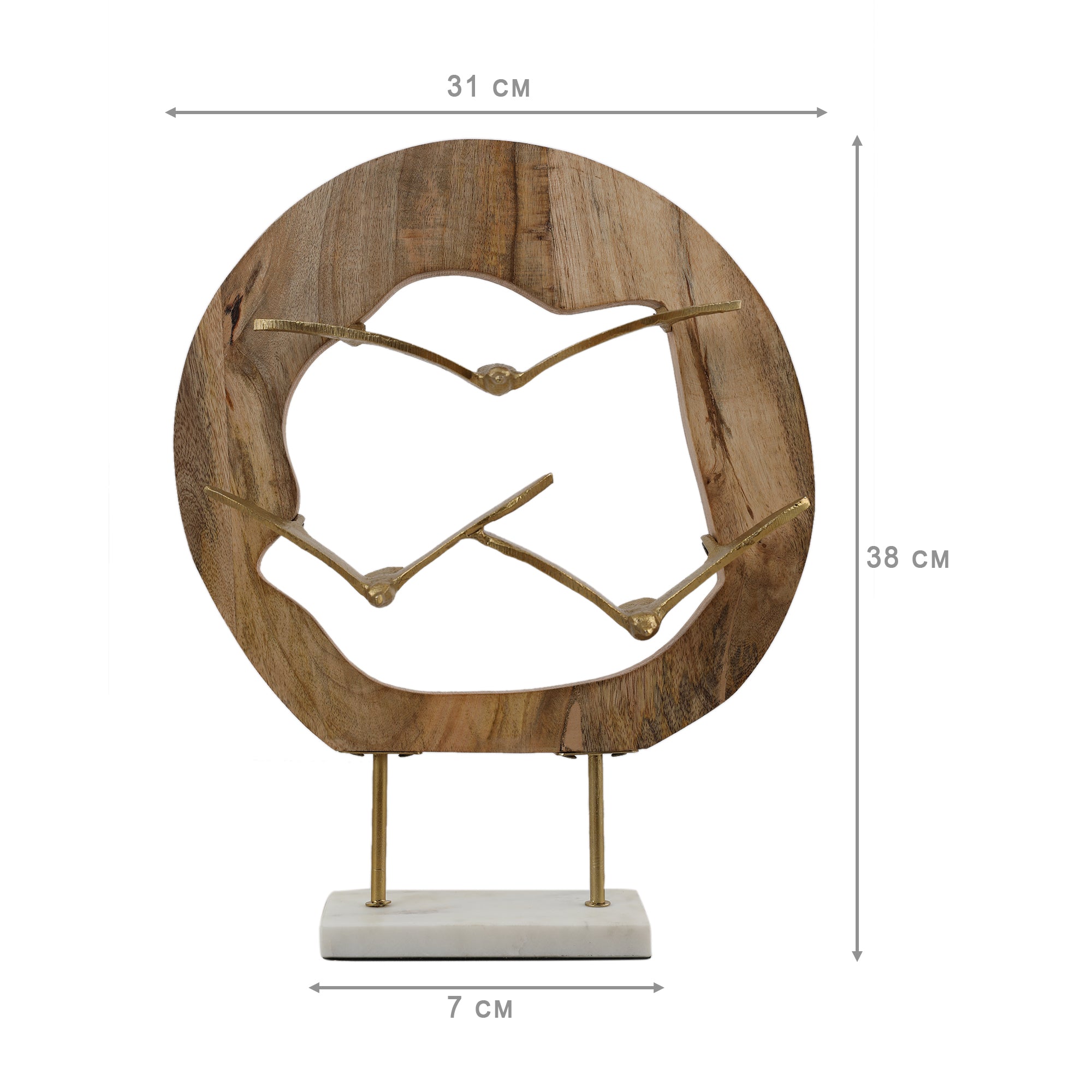 Walton Wood and Metal Flying Bird Figurine in Natural Wood And Gold Colour