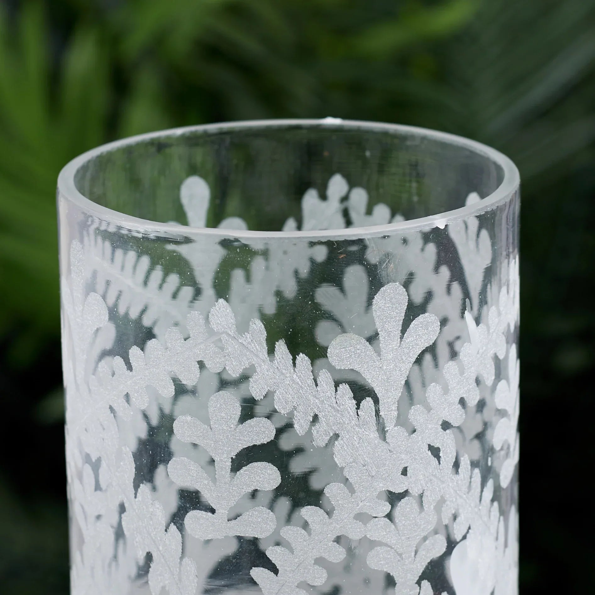 Phiona Glass Etched Handcrafted Hurricane 42 Cm in Gold Colour - HomeTown