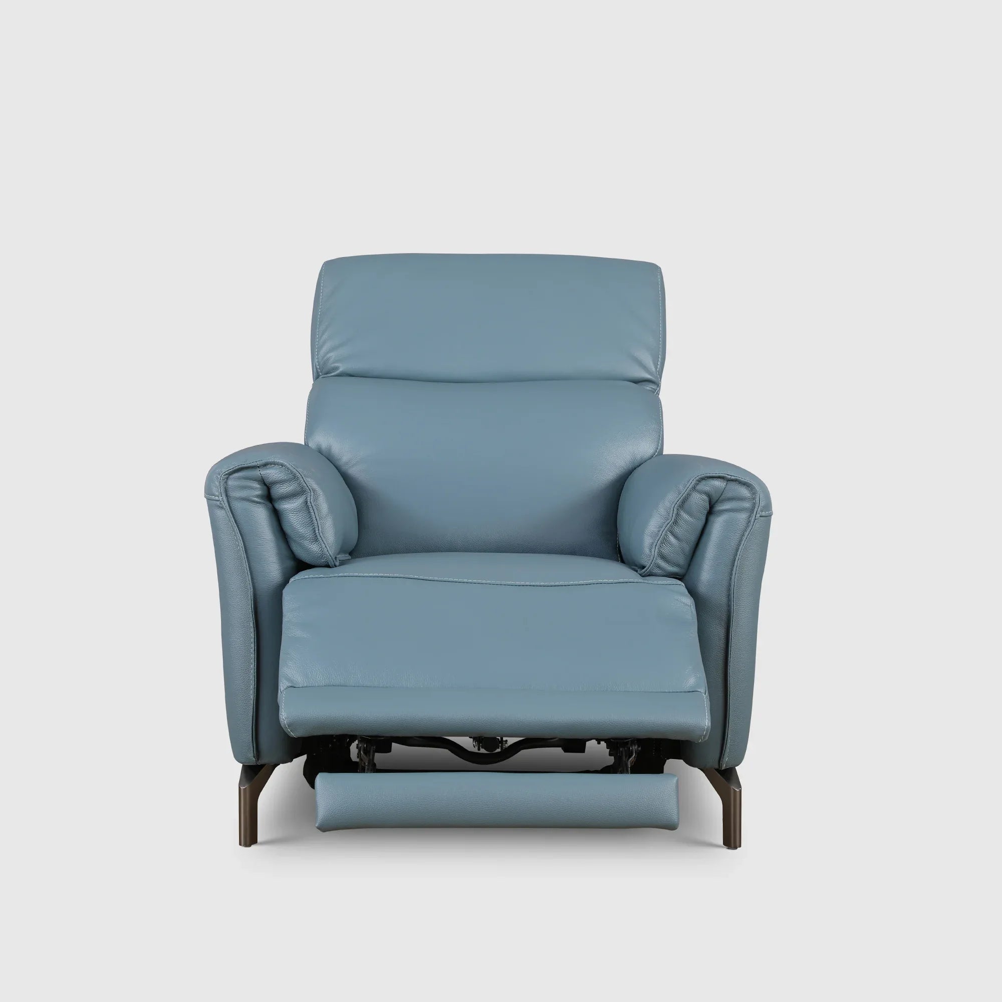 Emilia Half Leather Single Seater Electric Recliner in Blue Colour - HomeTown