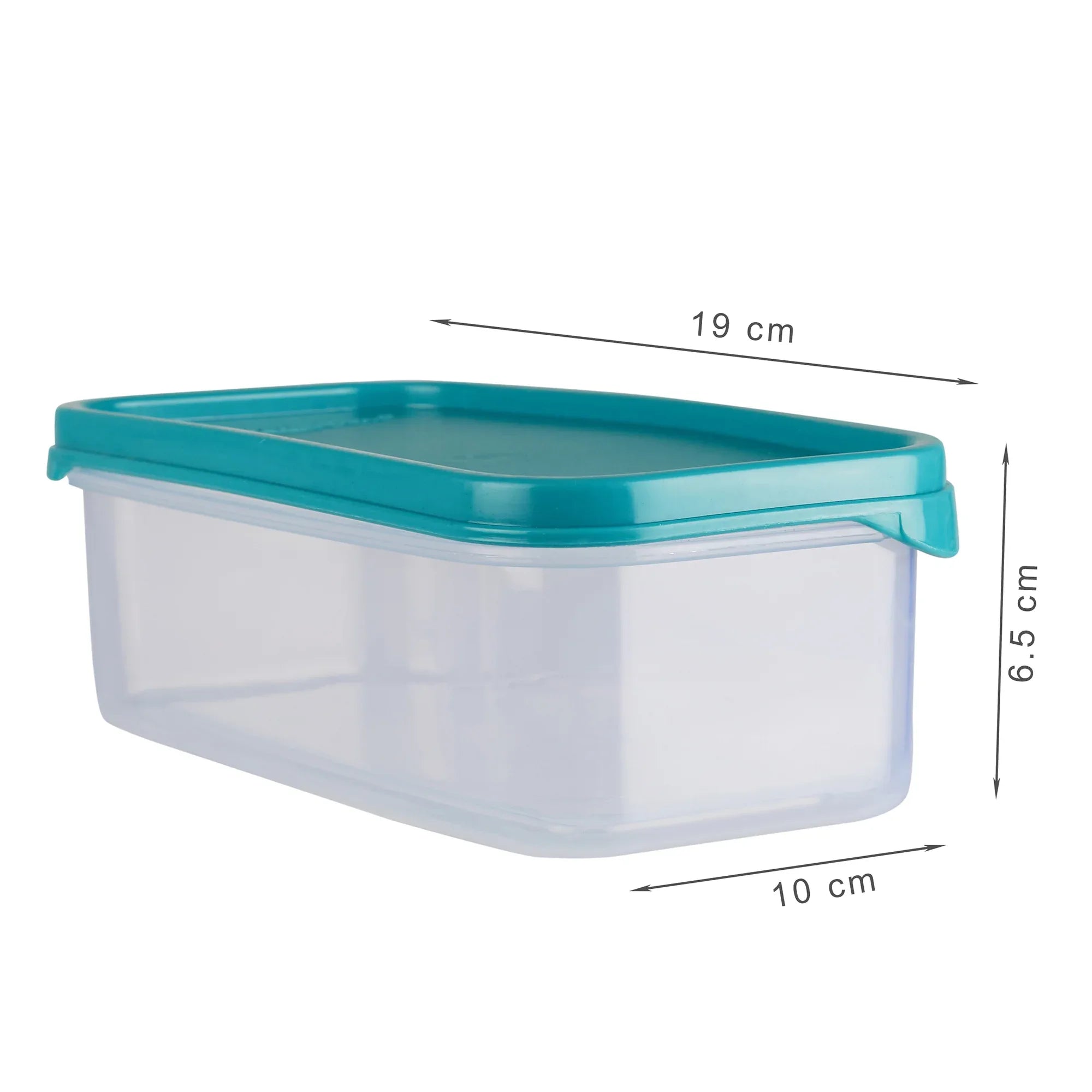 Modular Mate Plastic Rectangular Container 800ml Set of 6 in Teal & Transparent Colour - HomeTown