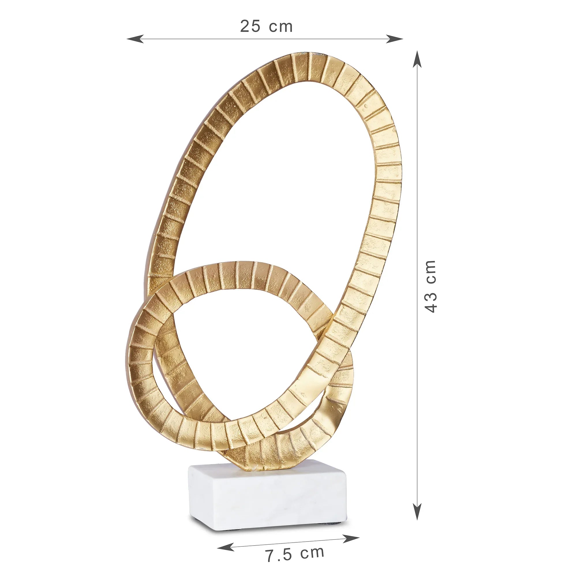 Venice Aluminium Dual Rings Table Decor 25x7x43 Cm in Gold Colour - HomeTown