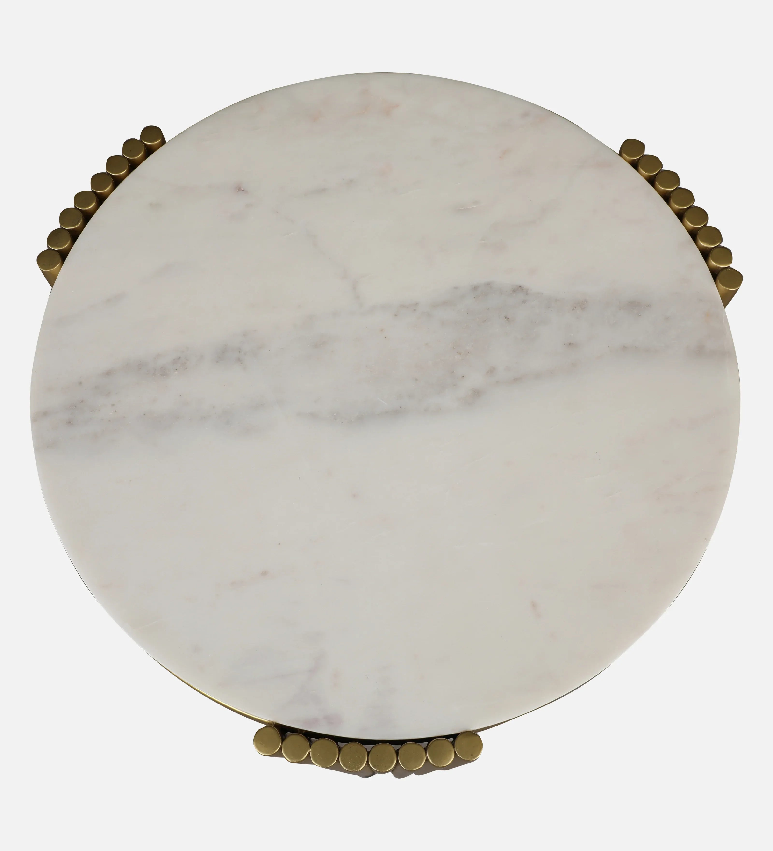 Giove Marble & Iron Side Table in White and Gold Colour - HomeTown