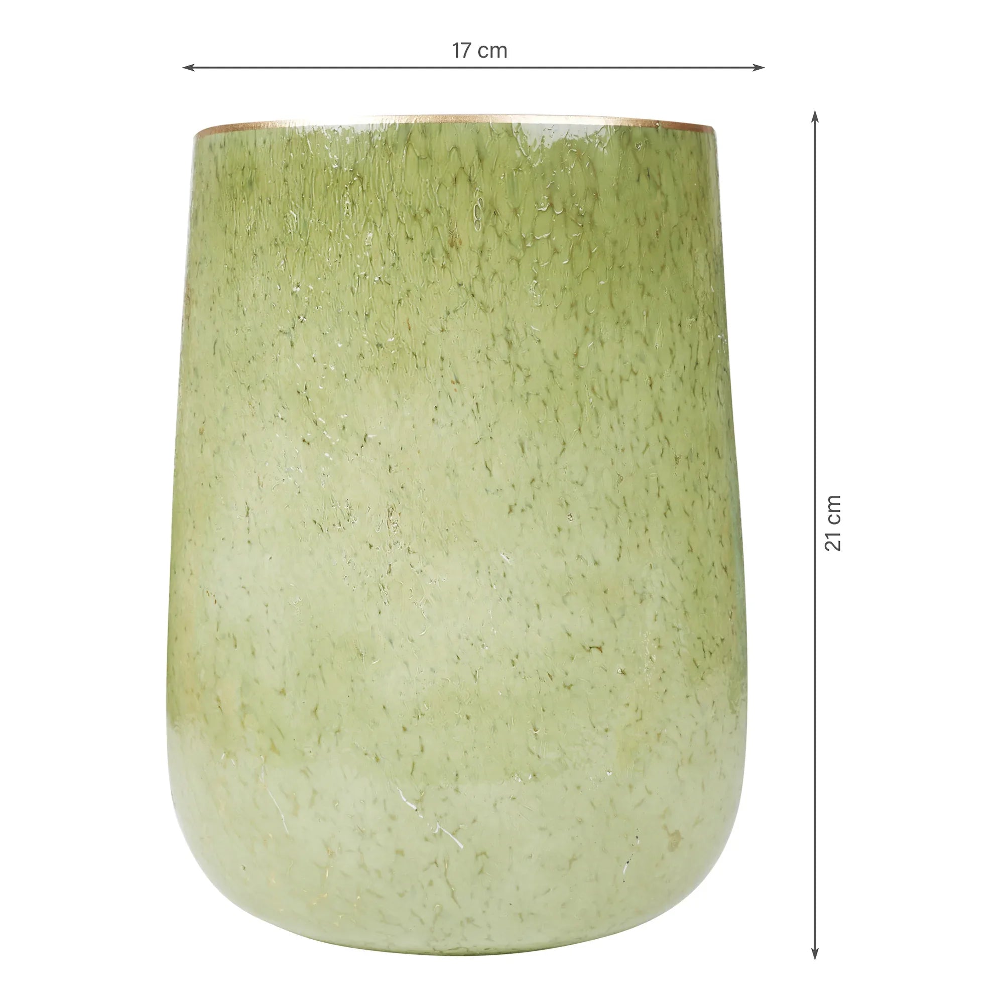 Phiona Glass Textured Handcrafted Vase 21 Cm in Olive Colour - HomeTown