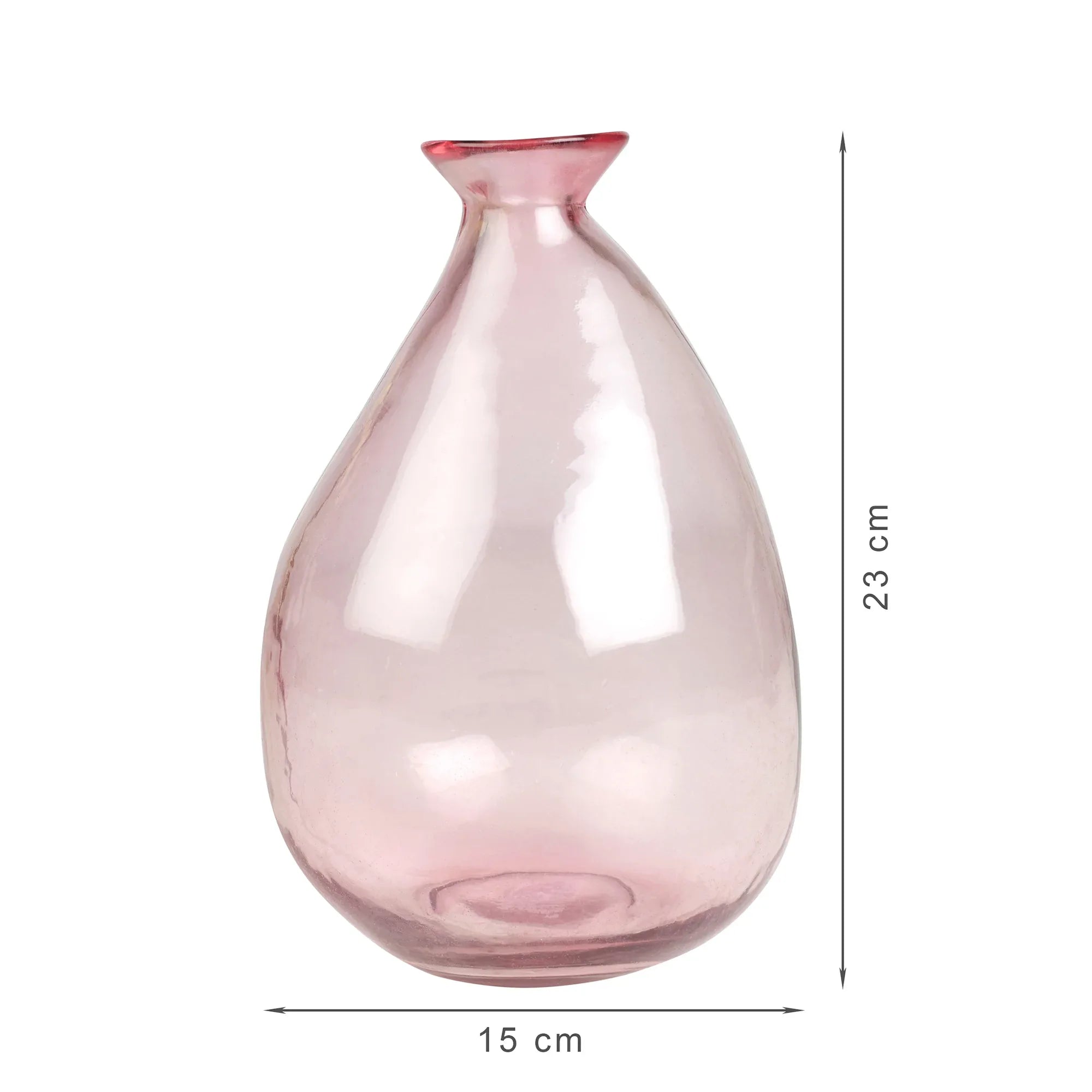 Phiona Glass Modern Organic Shapped Handcrafted 23 Cm Vase in Blush Colour - HomeTown
