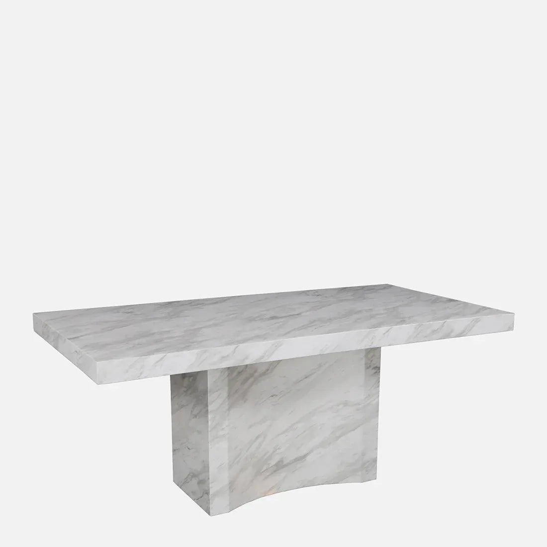 Garnet Marble Finish Six Seater Dining Table in White Colour - HomeTown
