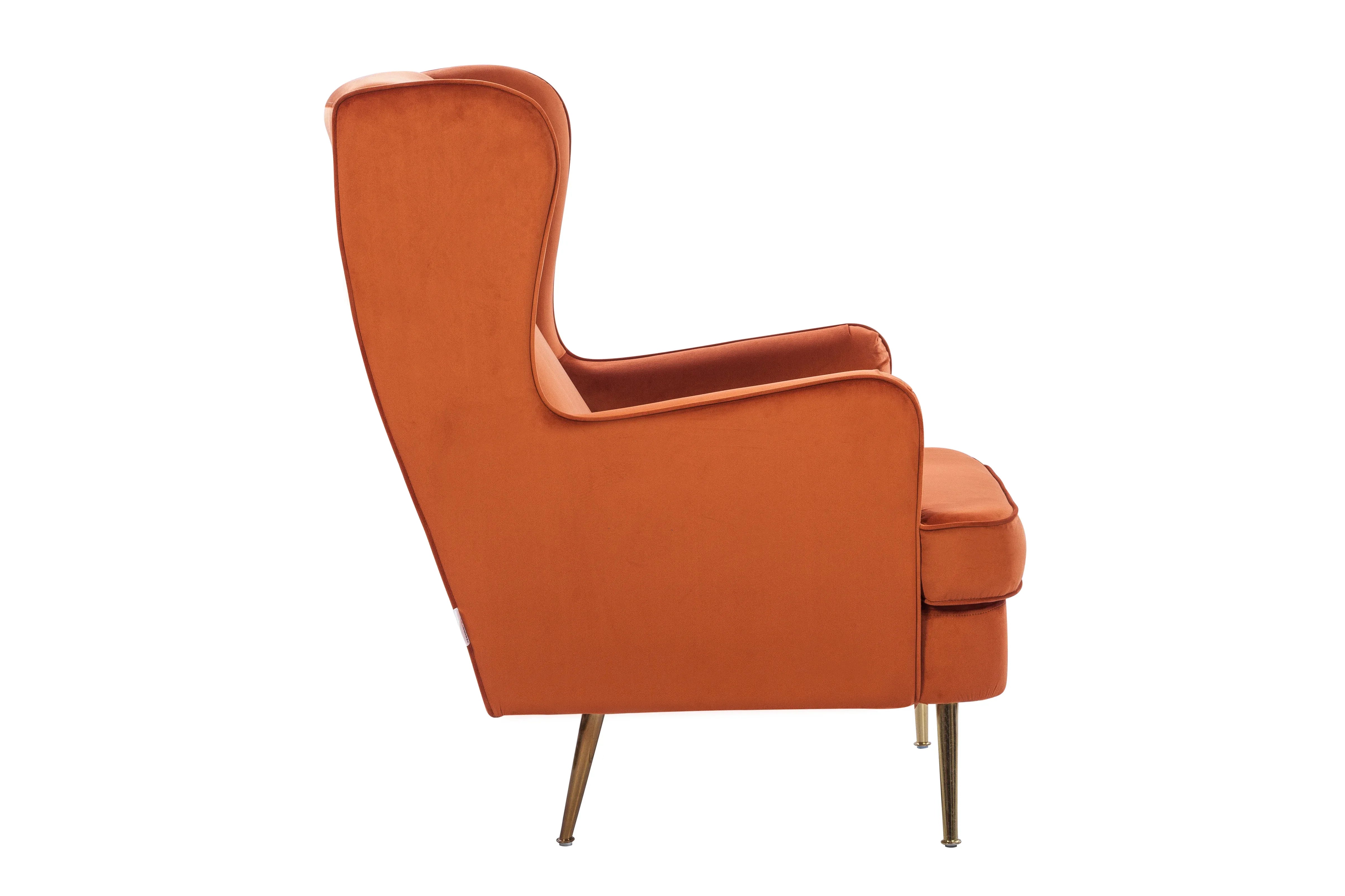 Charm Velvet Arm Chair in Rust Colour - HomeTown