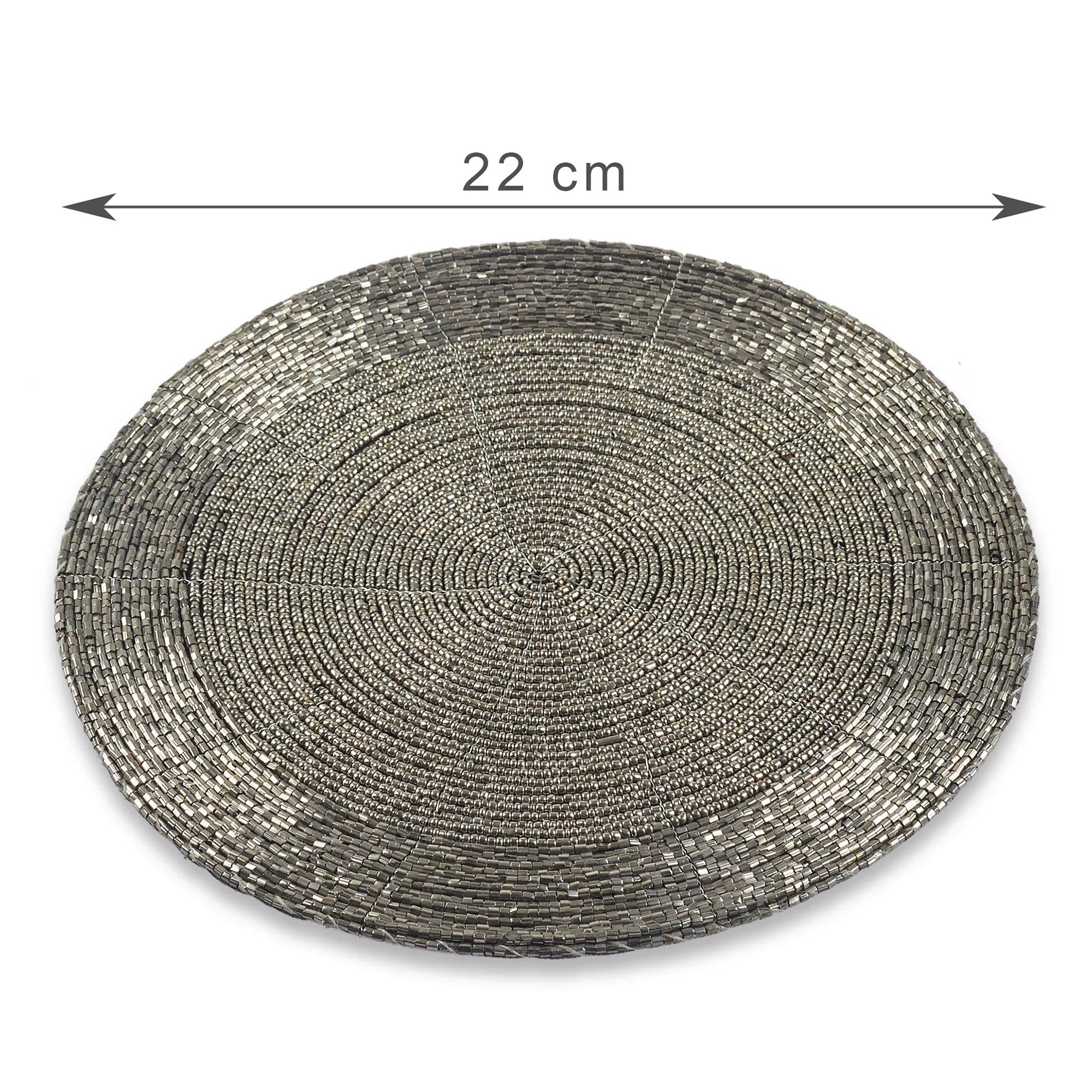 Nora Handmade Beaded Trivet Dia 22 Cm in Silver Colour - HomeTown