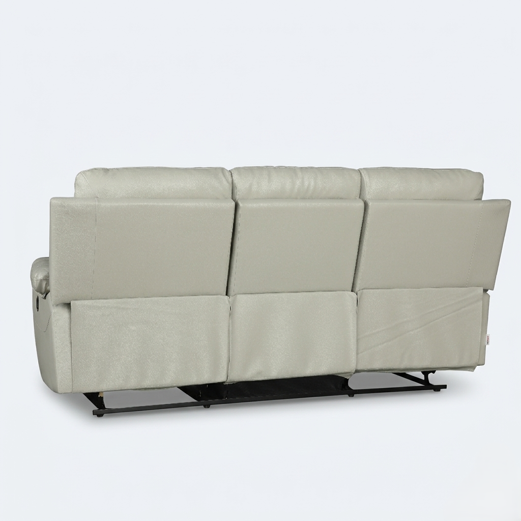 QUANTUM HALF LEATHER 3S RECLINER LT GREY