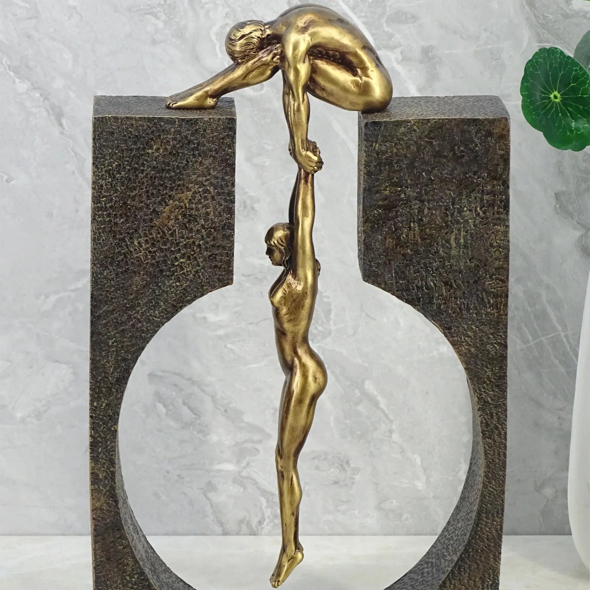 Willow Polyresin Man Holding Woman 31 Cm in Brown And Gold Colour - HomeTown