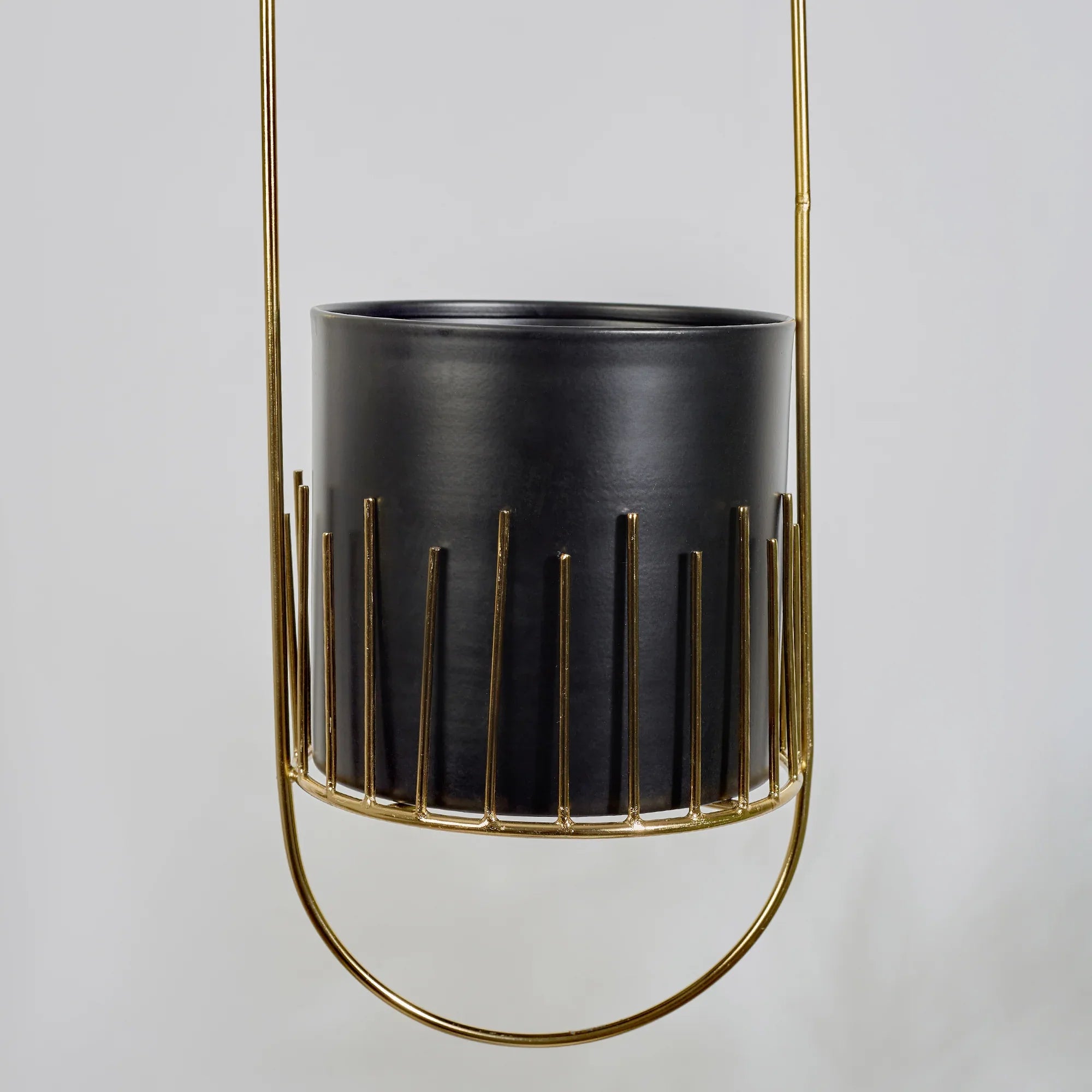Artiskylar Metal Matt Finish Hanging Planter 58 Cm in Black and Gold Colour - HomeTown