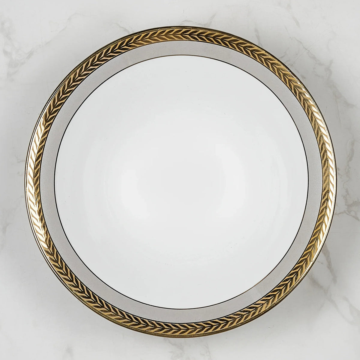 Amour Real Gold-Plated Bone China Diana Serving Bowl in Grey & White Colour - HomeTown