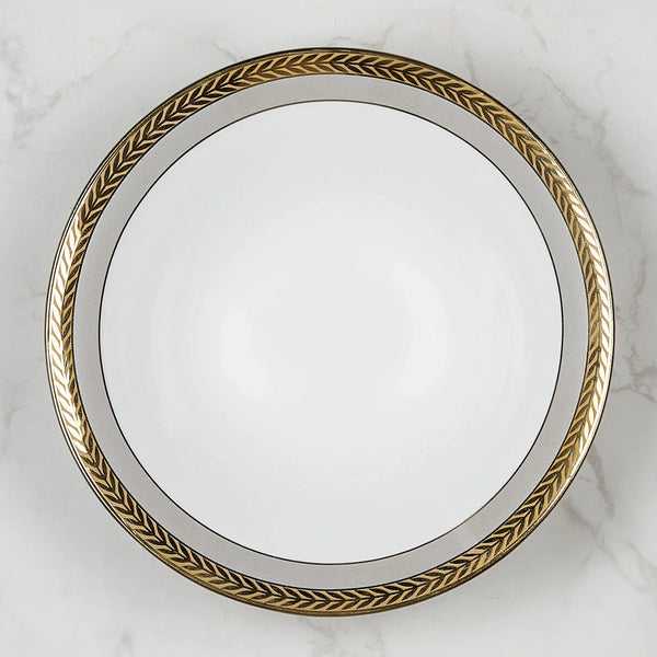 Amour Real Gold-Plated Bone China Diana Serving Bowl in Grey & White Colour dimensions