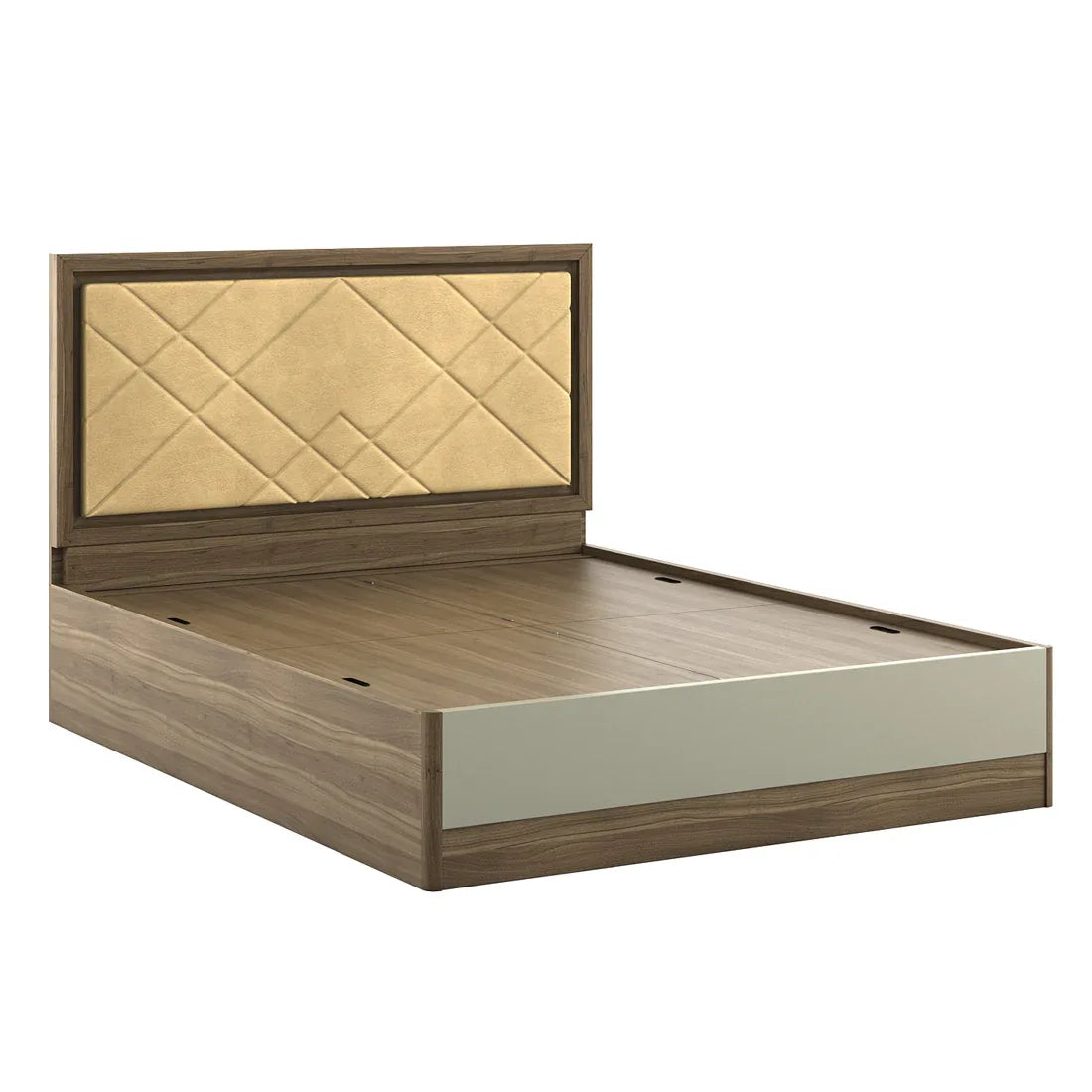 Petra Queen Bed With Box Storage in Walnut Colour - HomeTown