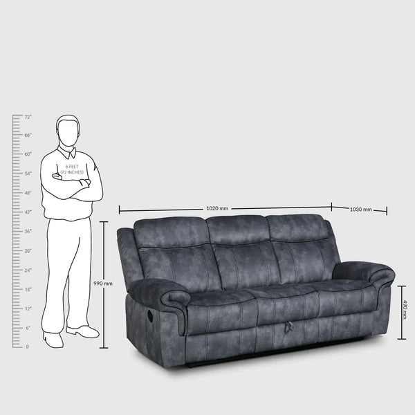 Enfield Rocker Recliner | 3 Seater | Grey dimensions