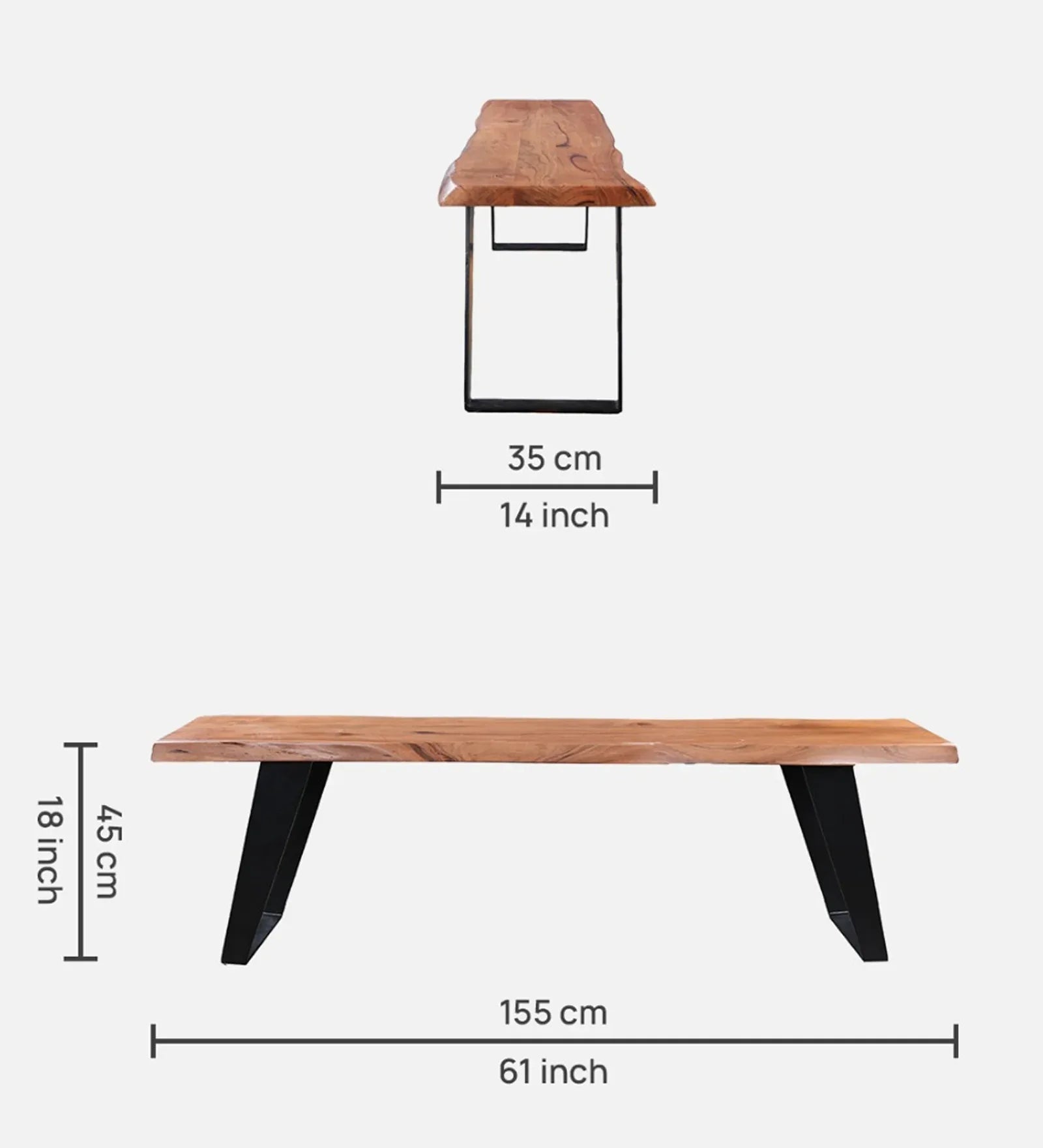 Arduous Acacia Wood Six Seater Dining Set With Bench in Natural Colour - HomeTown