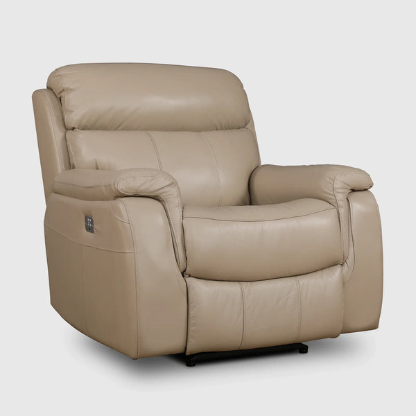 Plush 1 Seater Leather Electric Recliner Sofa | Beige dimensions