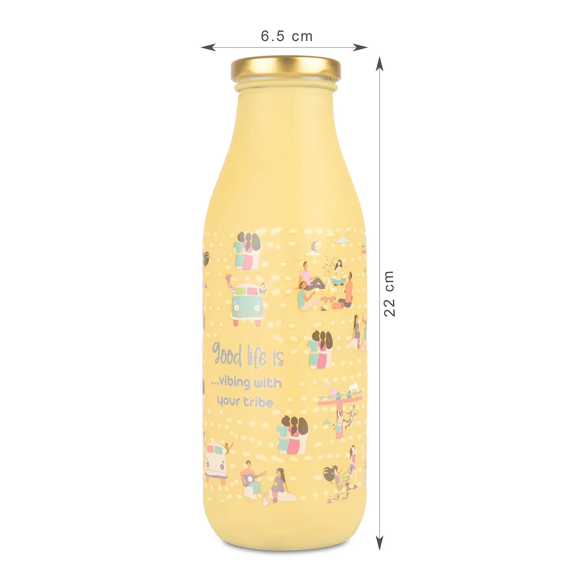 Good Life Glass Frosted Juice Bottle 550 Ml in Yellow Colour - HomeTown