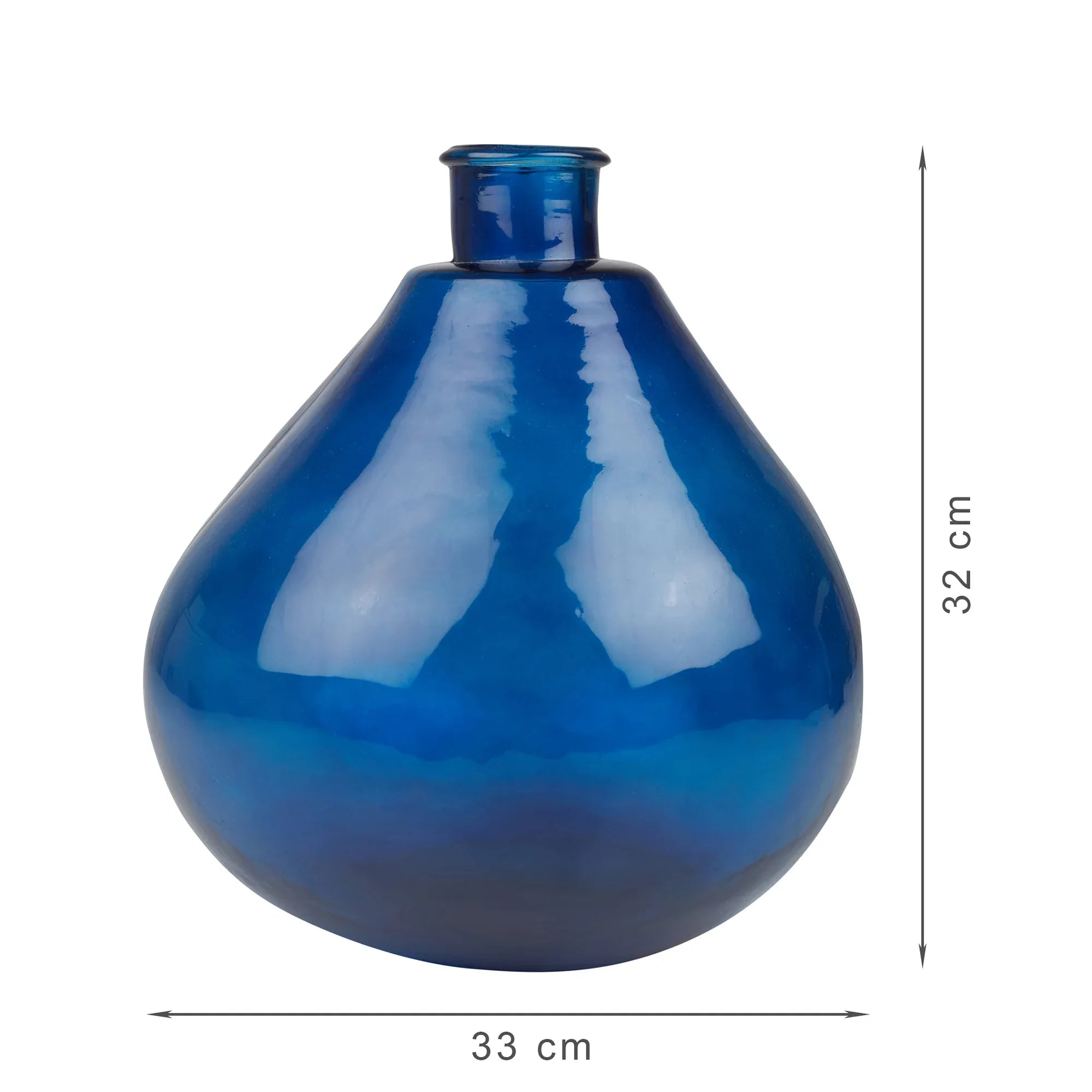 Phiona Glass Modern Organic Shapped Handcrafted Vase 32 Cm in Indigo Colour - HomeTown